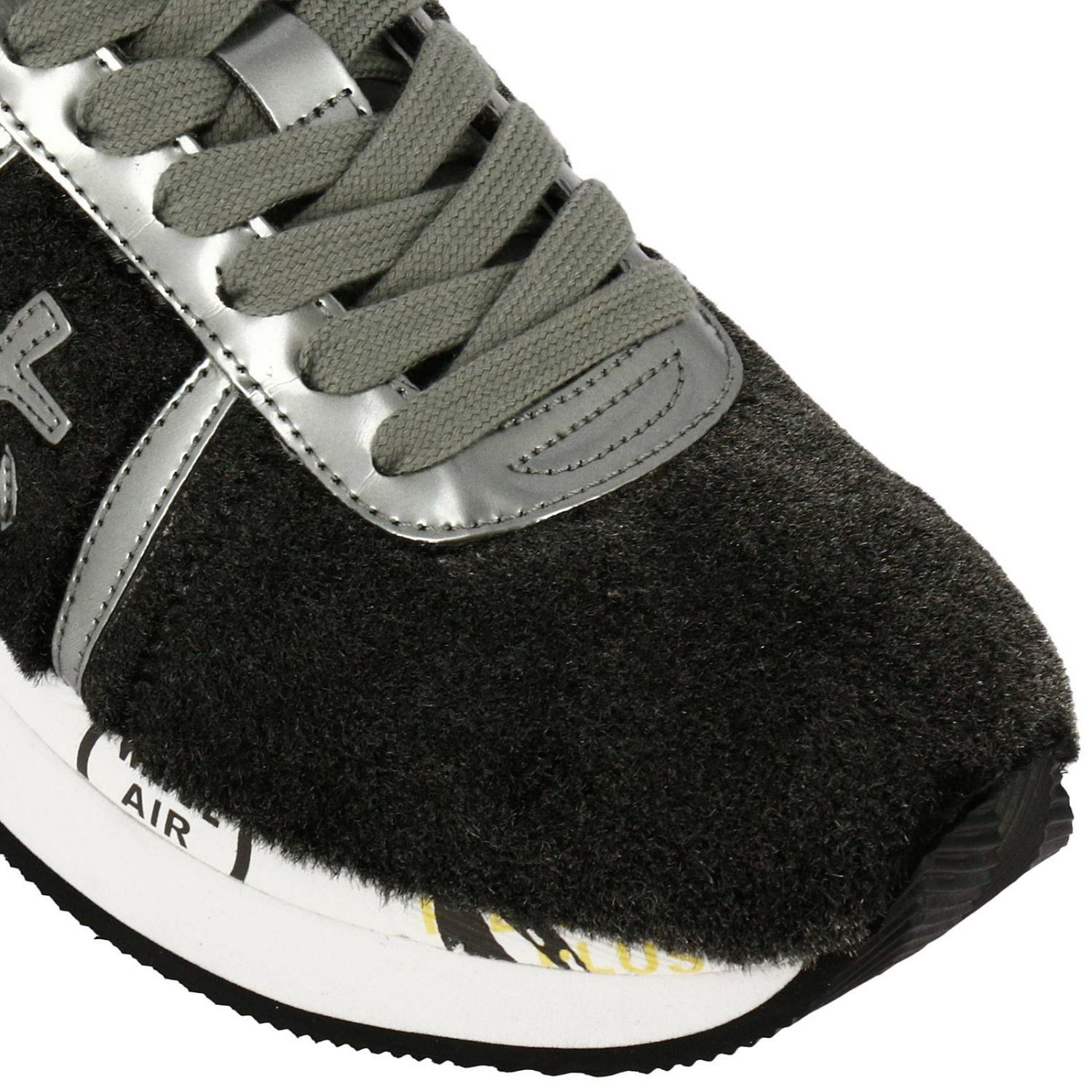 Premiata Outlet: Sneaker Conny con effetto pelliccia pelle laminata e pelle  lurex - Grigio | Sneakers Premiata CONNY. GIGLIO.COM