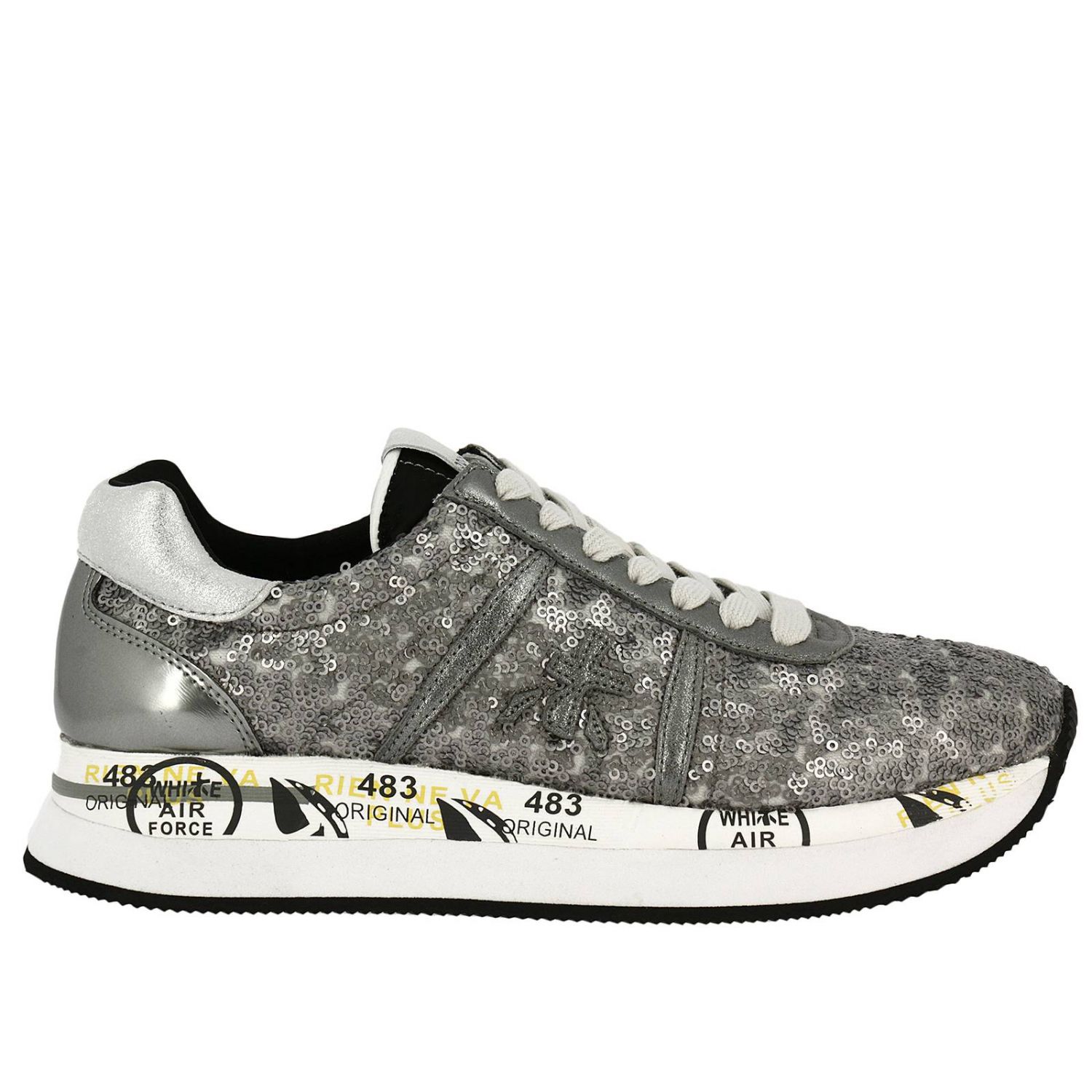 Sneaker Conny in pelle lurex bicolor e paillettes all over Sneakers