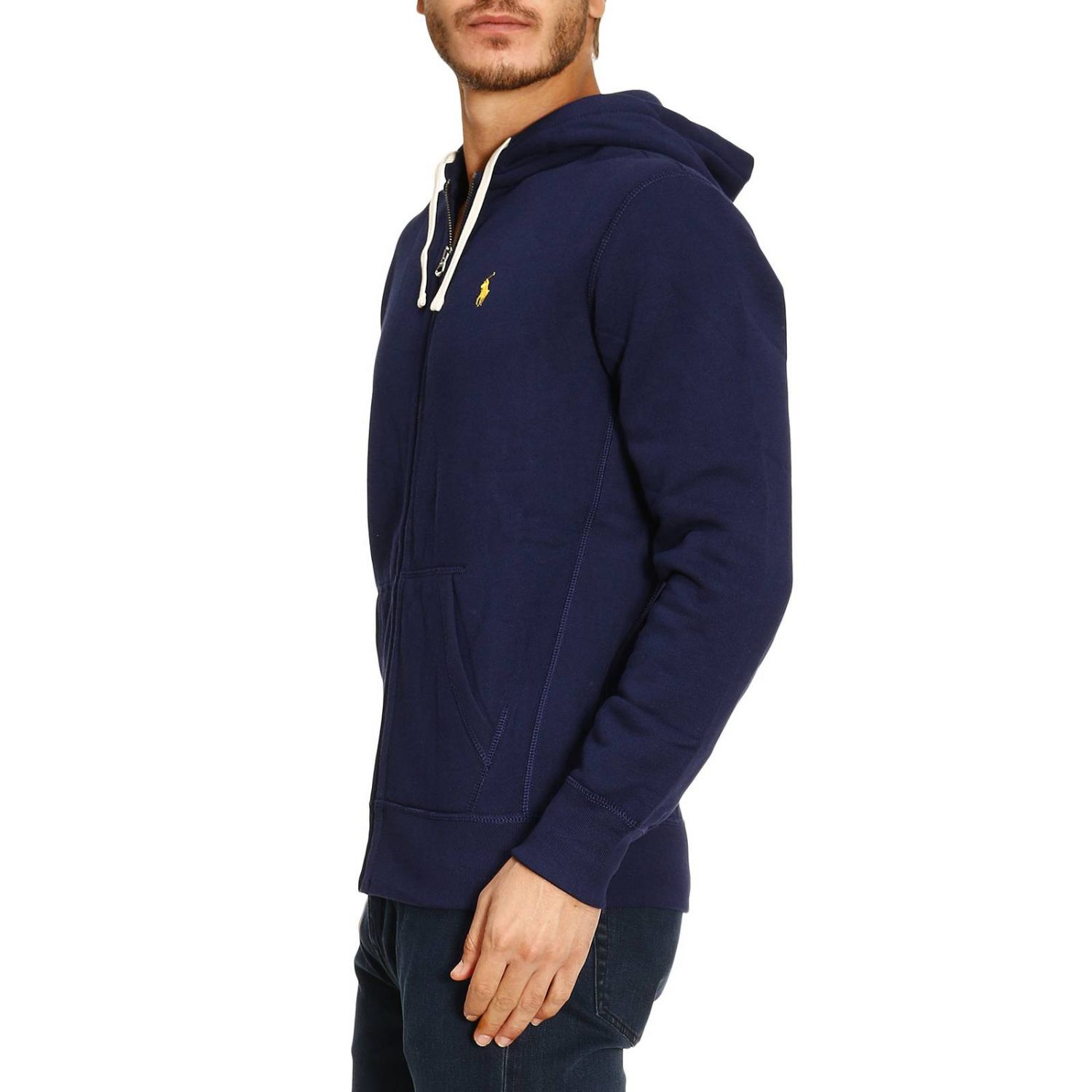 navy blue polo sweatshirt