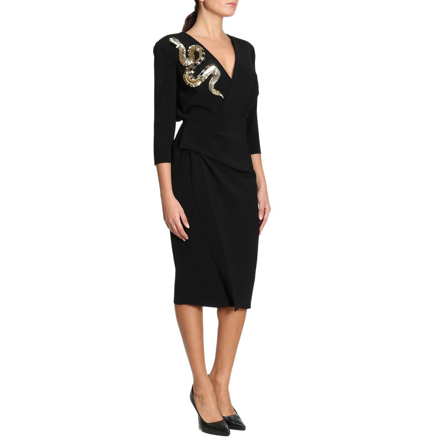 Elisabetta Franchi Outlet: Robes femme | Robes Elisabetta Franchi Femme  Noir | Robes Elisabetta Franchi AB130 77E2 GIGLIO.COM