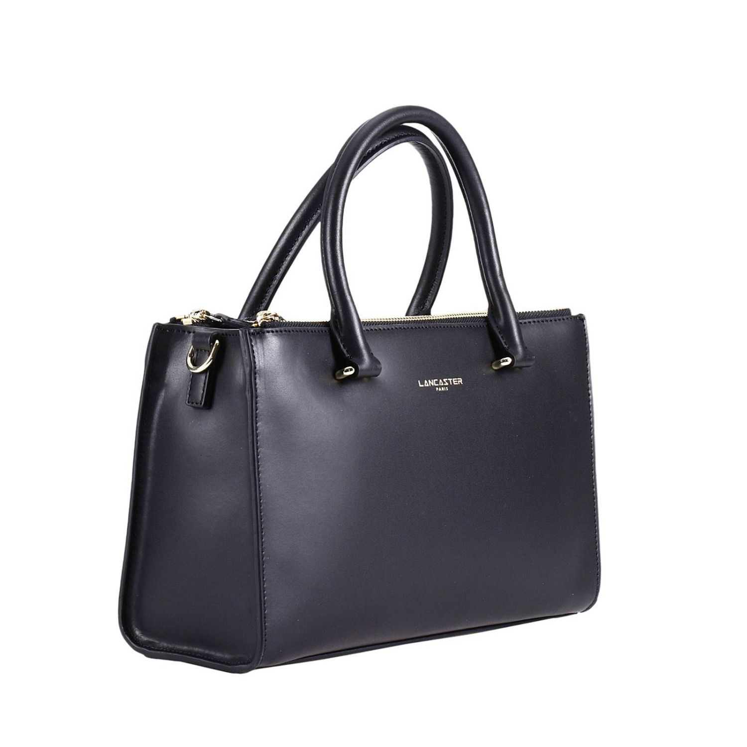 Lancaster Paris Outlet: Borsa in vitello liscio con logo doppia zip e  tracolla removibile - Nero | Borsa A Mano Lancaster Paris 528-38 GIGLIO.COM