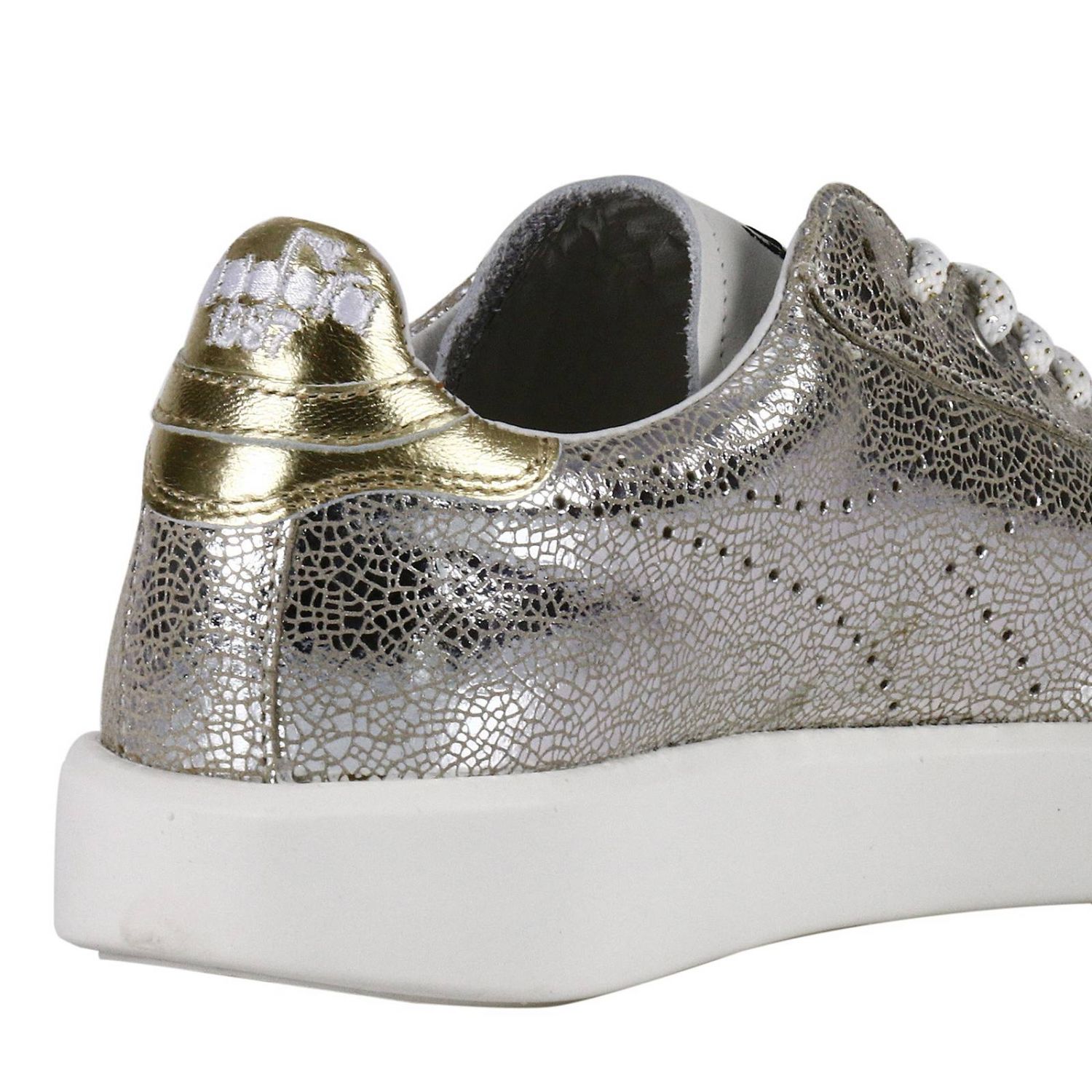 Diadora Heritage Outlet: Sneaker Game H W Silver Pack stringata in pelle  laminata e operata - Argento | Sneakers Diadora Heritage 172557 GIGLIO.COM