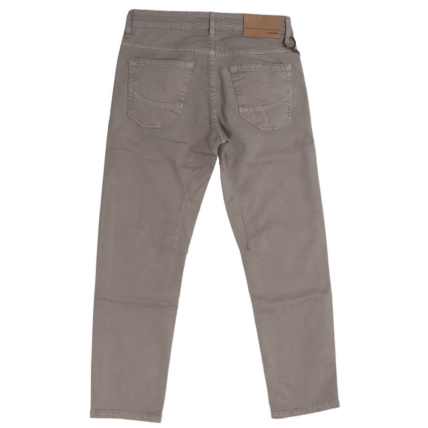 Siviglia Outlet: Pantalone in gabardine di cotone con toppe tono su tono -  Beige | Pantalone Siviglia P001J 10124A GIGLIO.COM