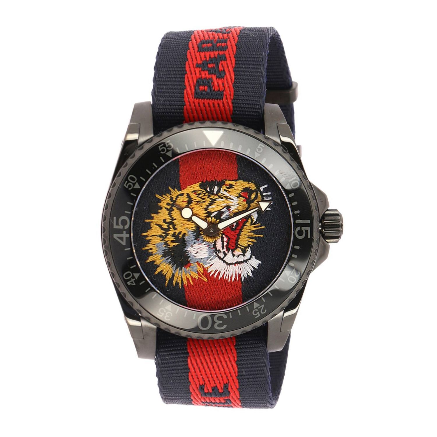 Watch Gucci: Le Marché des Merveilles watch 38mm case and Web Angry Cat pattern blue 1