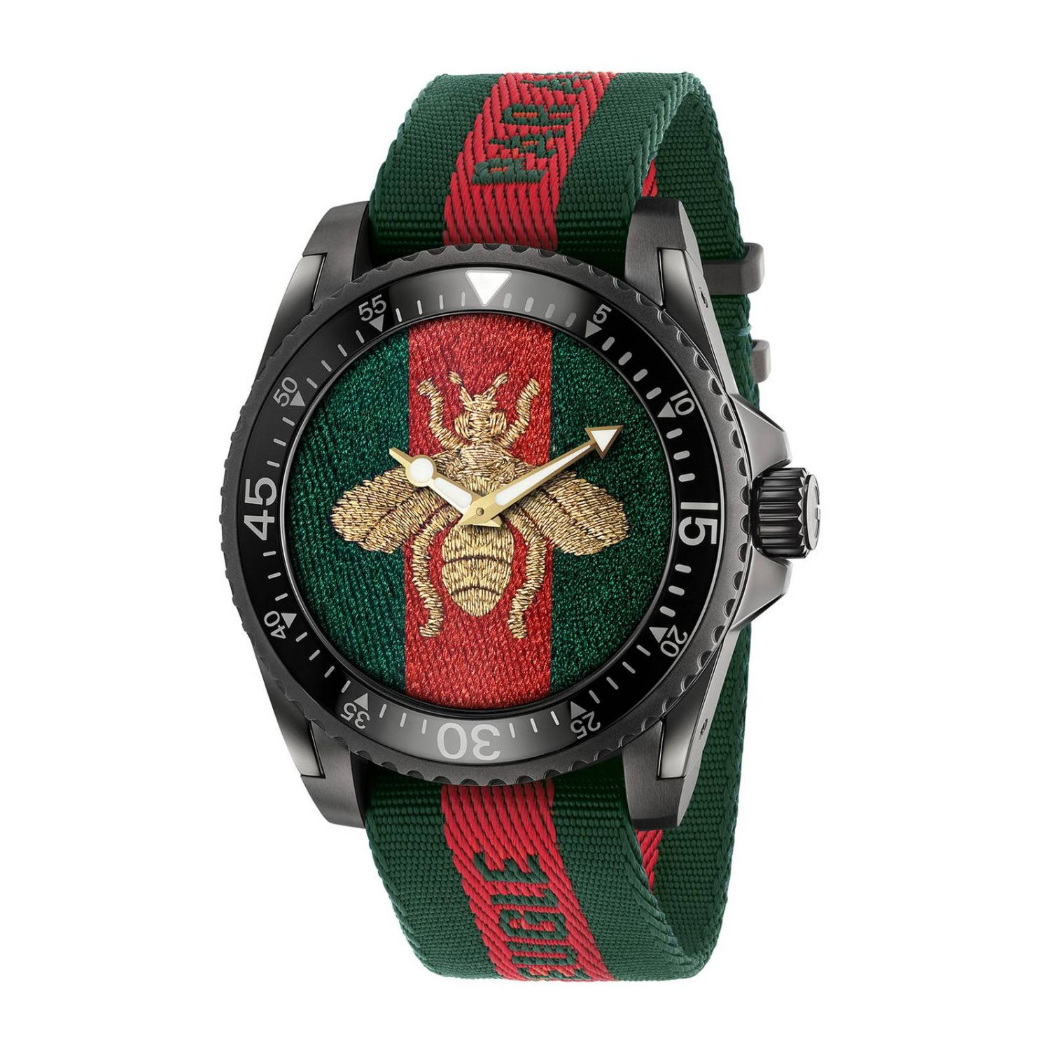 Watch Gucci: Le Marché des Merveilles watch case 38mm with Bee Web pattern green 1