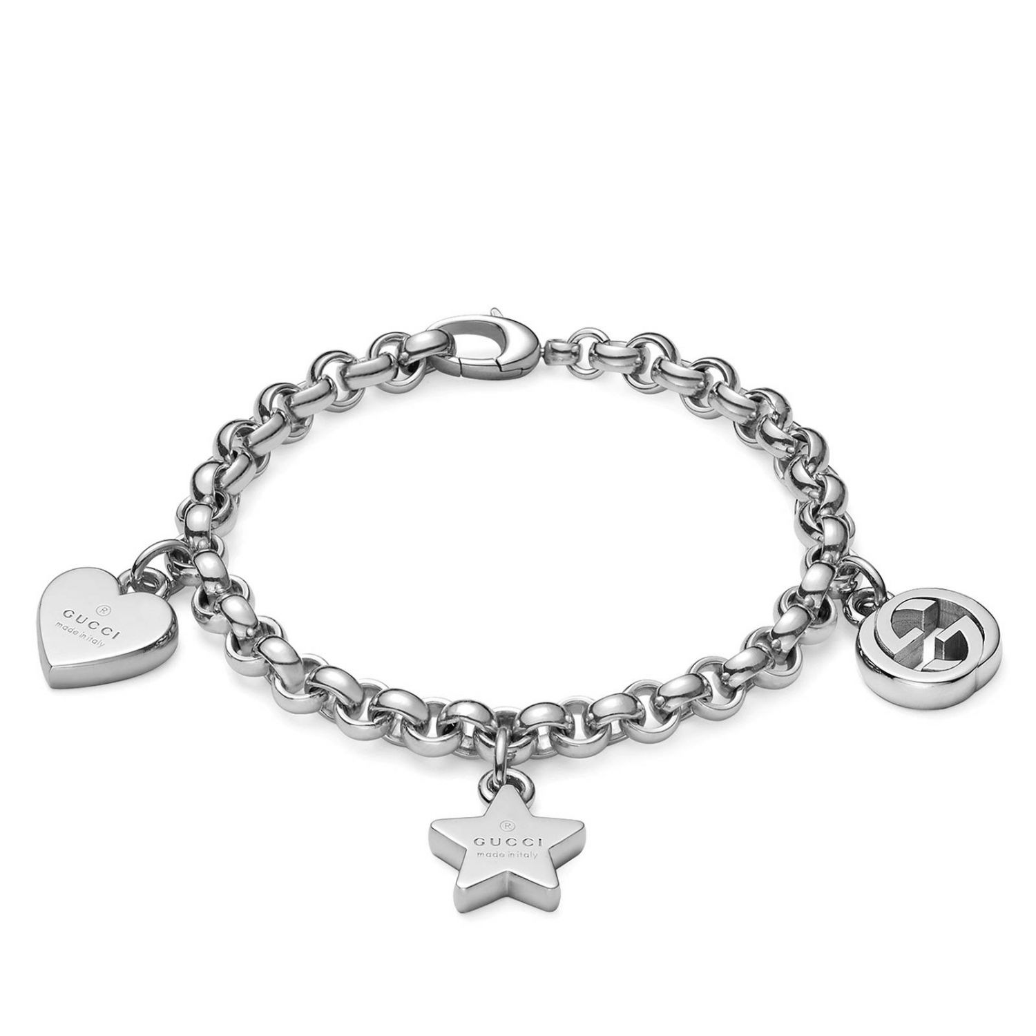 gucci charm bracelet in silver