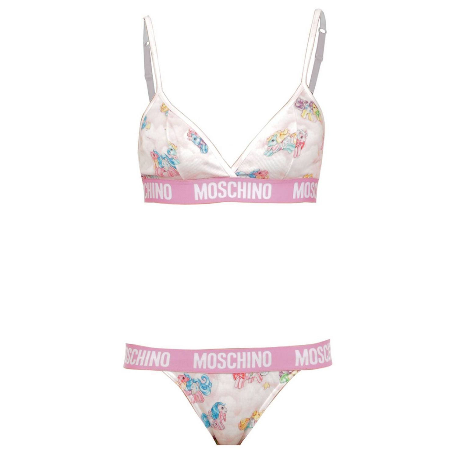 Moschino Couture Outlet Triangle bra and pants with print Moschino My