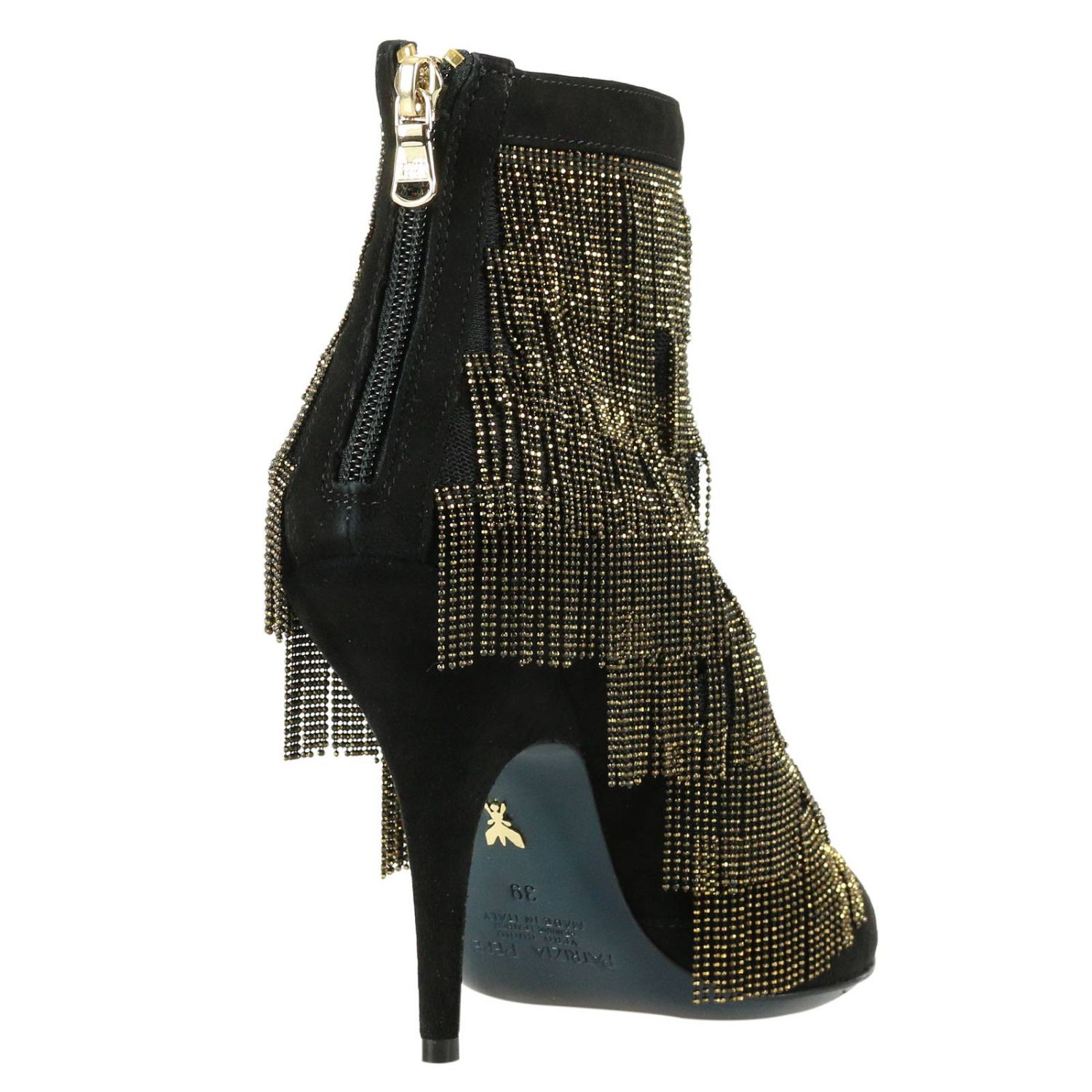 Patrizia Pepe Outlet: Stivaletto in camoscio con multi frange metalliche e  zip | Tronchetti Patrizia Pepe Donna Nero | Tronchetti Patrizia Pepe 2V7335  A2VC GIGLIO.COM
