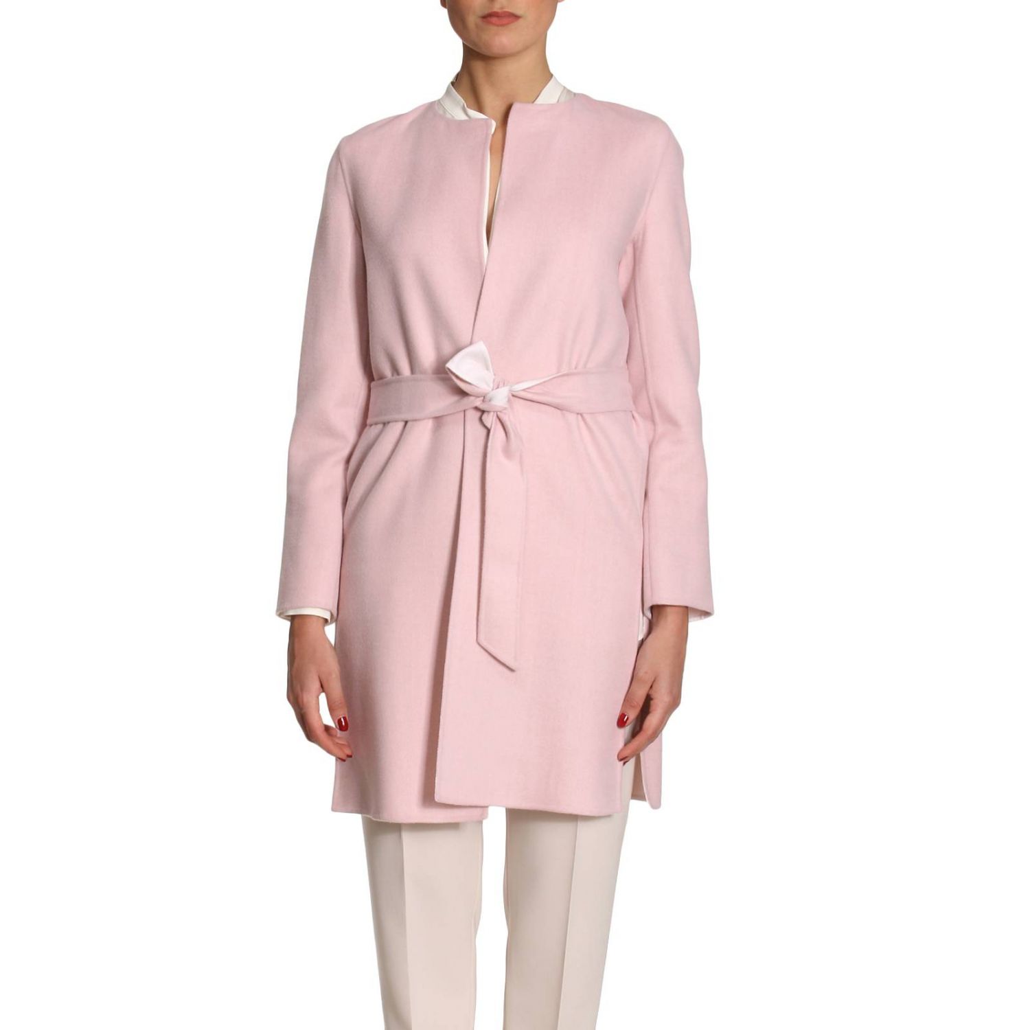 Max Mara Outlet: Cappotto Babila corto in pura lana vergine e seta con  cintura removibile - Rosa | Cappotto Max Mara 10810681 GIGLIO.COM