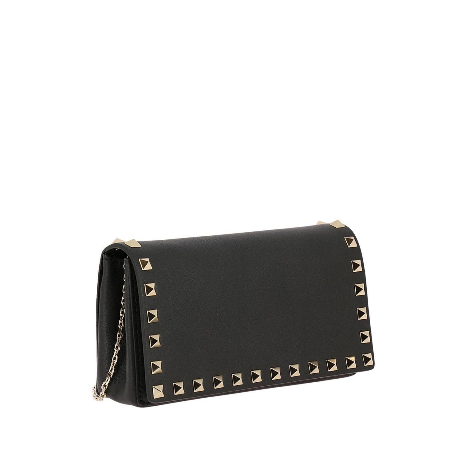 VALENTINO GARAVANI: Valentino Rockstud Spike mini bag with thin chain ...