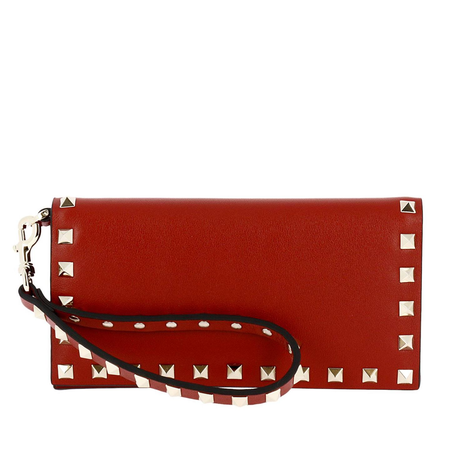 valentino red studded wallet