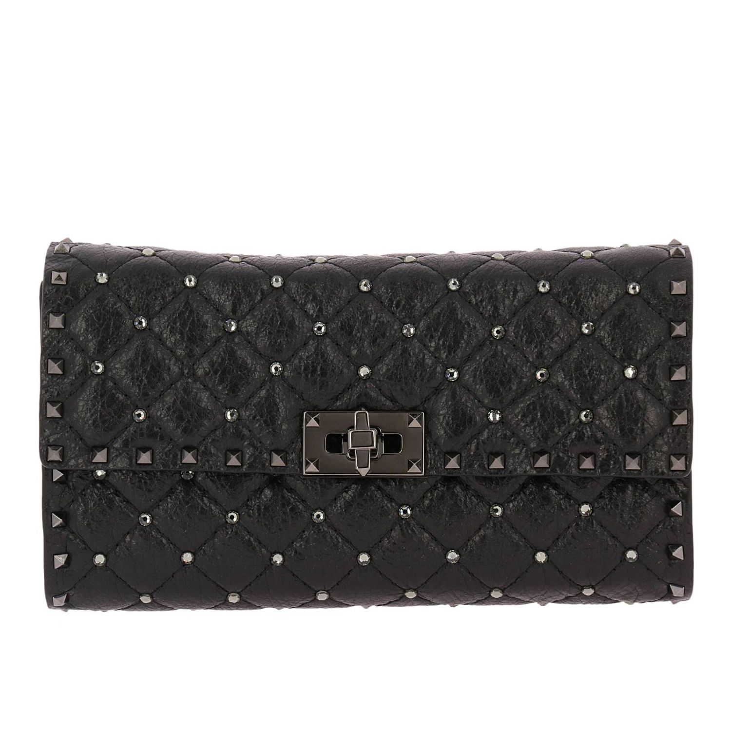 VALENTINO GARAVANI: Valentino Rockstud Spike clutch small in quilted ...