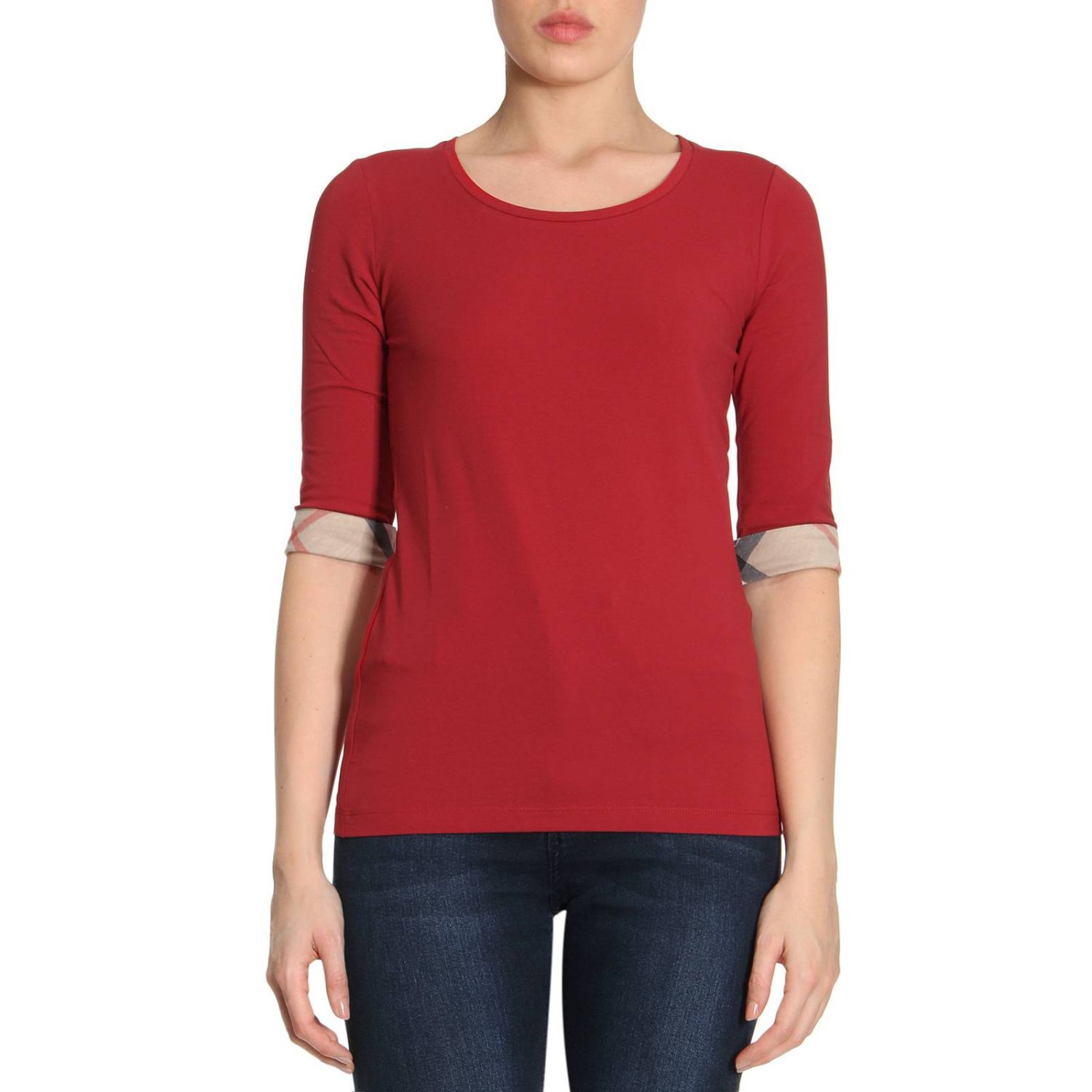 red burberry shirt women's