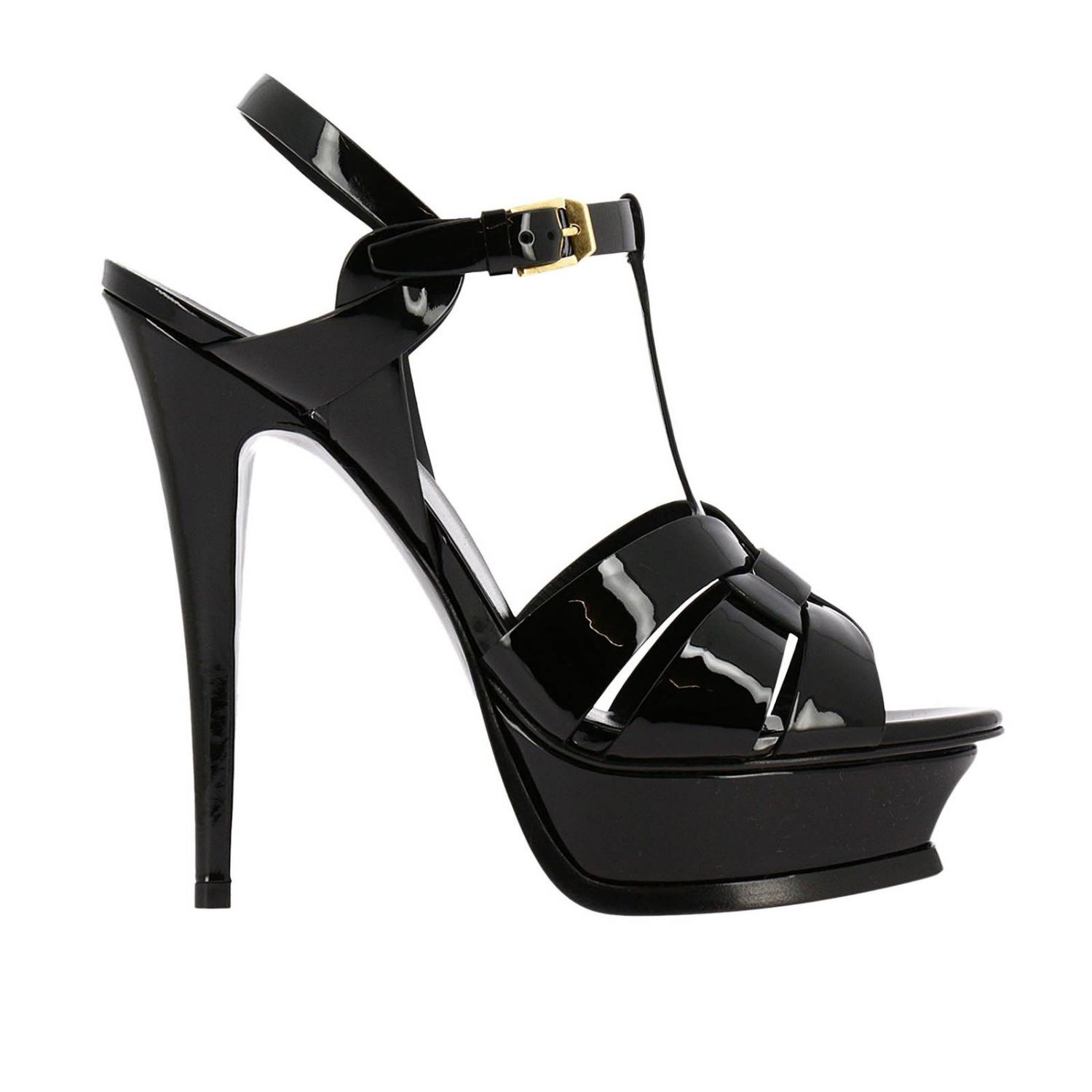 SAINT LAURENT: YSL Tribute sandal Classic in patent leather with ...