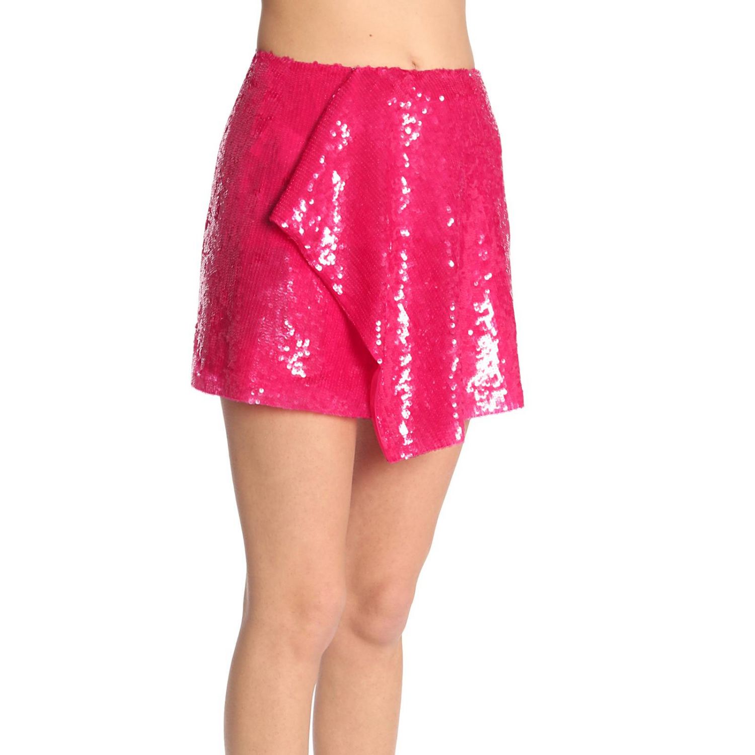 Alberta Ferretti Outlet: Gonna corta con drappeggio laterale e paillettes -  Fuxia | Gonna Alberta Ferretti 113 0160 GIGLIO.COM
