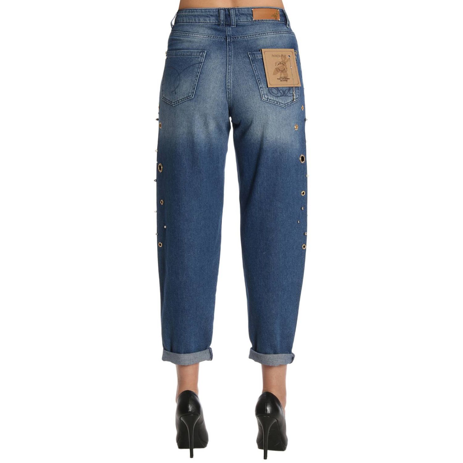 Patrizia Pepe Outlet: Jeans boyfriend stretch con vele e perle - Denim | Jeans  Patrizia Pepe 8J0615 A2UL GIGLIO.COM