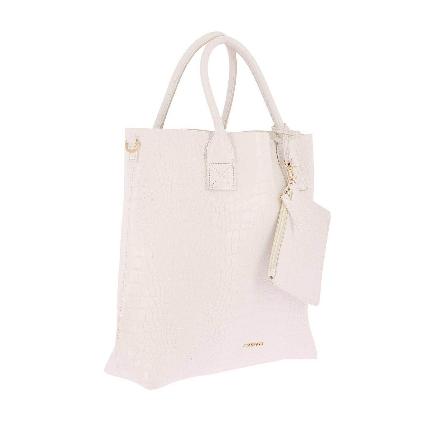 Pomikaki Outlet: Borsa Elettra tote in pelle sintetica con stampa cocco e  pochette - Bianco | Borsa A Mano Pomikaki EL02 GIGLIO.COM