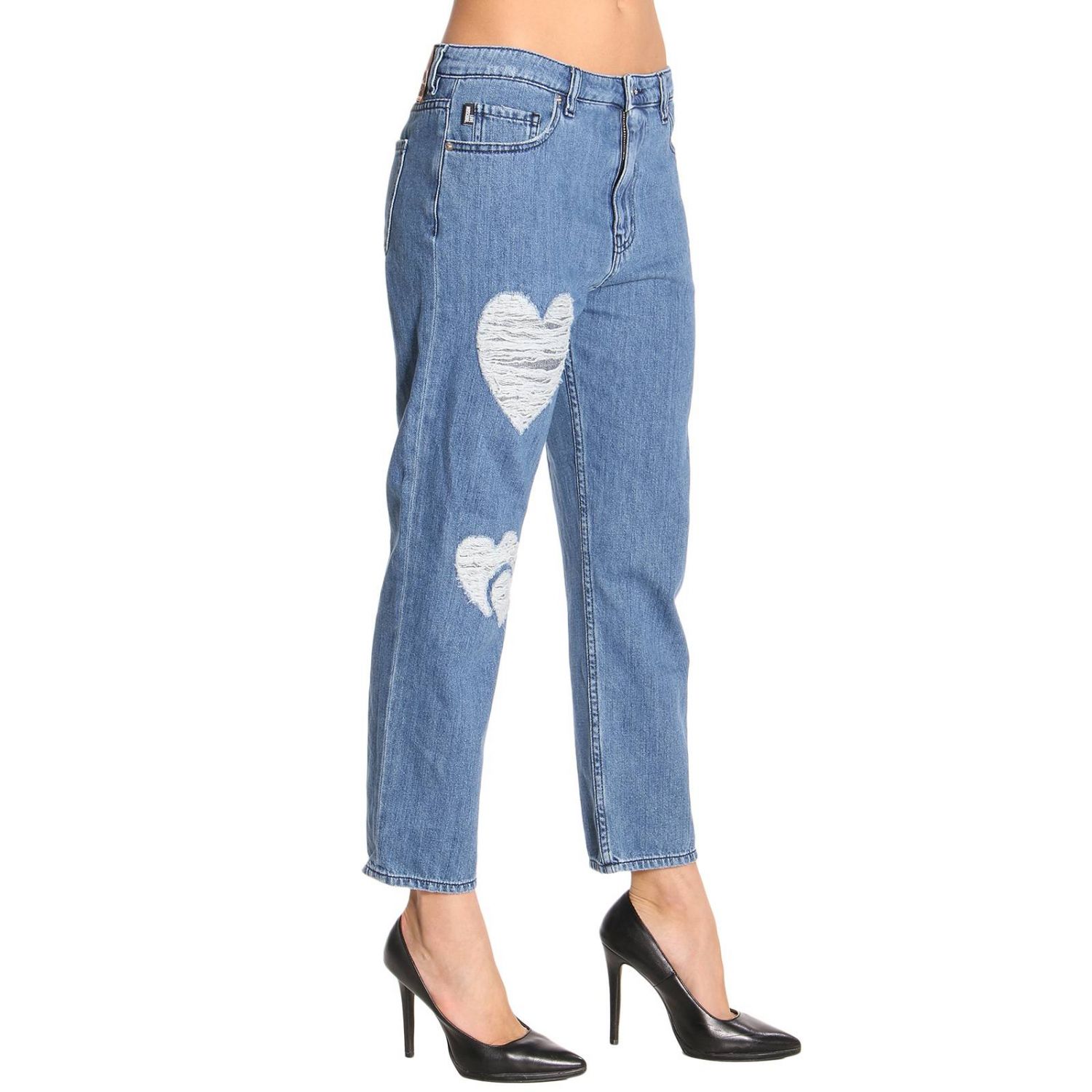 Love Moschino Outlet Jeans boyfriend a vita alta con maxi rotture a