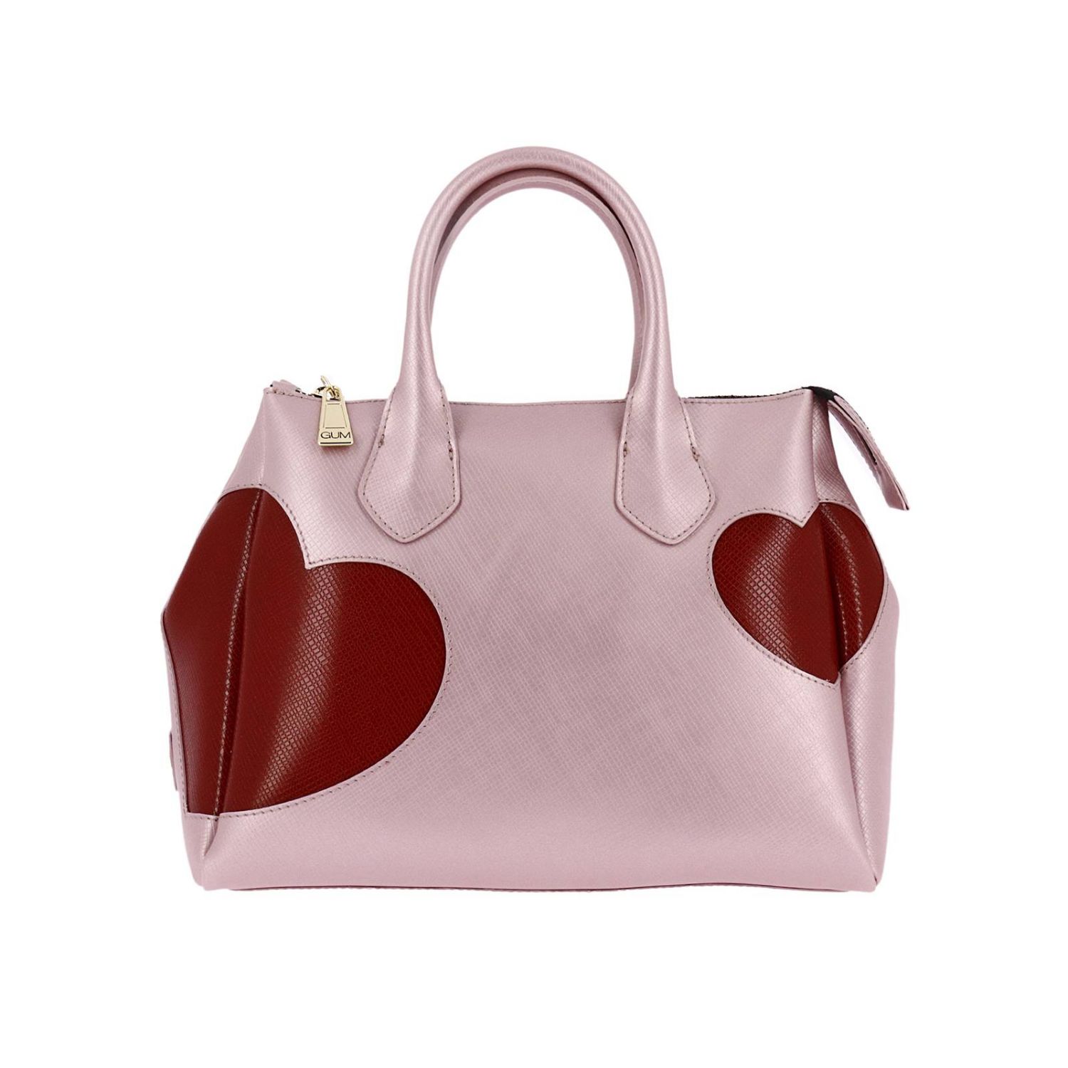 Gum Outlet: Borsa medium in gomma micro operata con maxi cuori e tracolla a  contrasto - Rosa | Borsa A Mano Gum 1740T GLOSSY HEART GIGLIO.COM