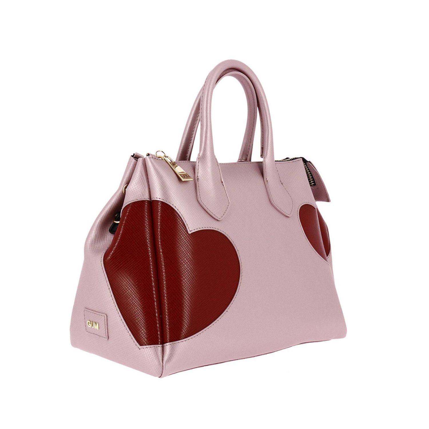Gum Outlet: Borsa medium in gomma micro operata con maxi cuori e tracolla a  contrasto - Rosa | Borsa A Mano Gum 1740T GLOSSY HEART GIGLIO.COM