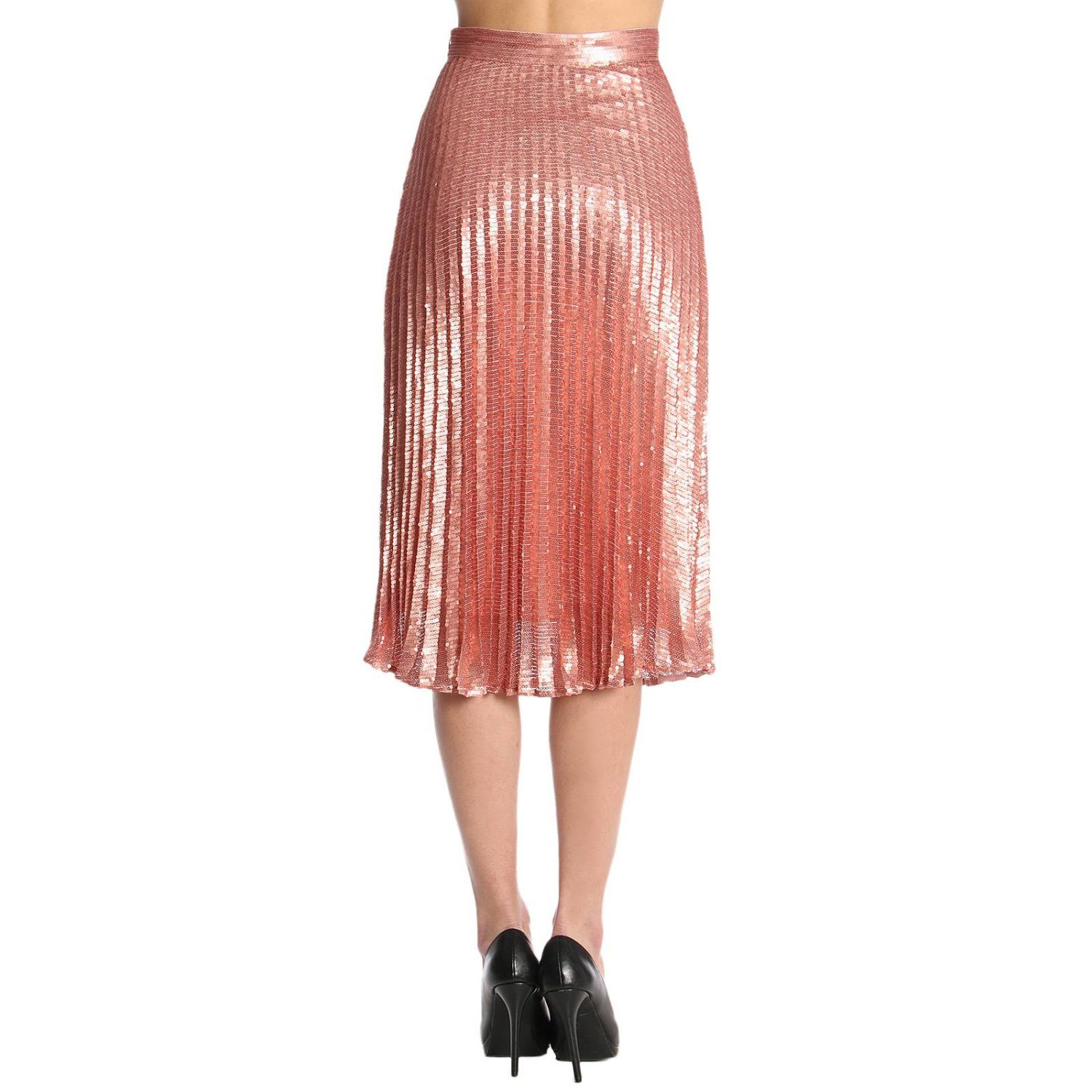Twinset Outlet: Gonna in tessuto tecnico plissettato con paillettes - Rosa  | Gonna Twinset PS823V GIGLIO.COM
