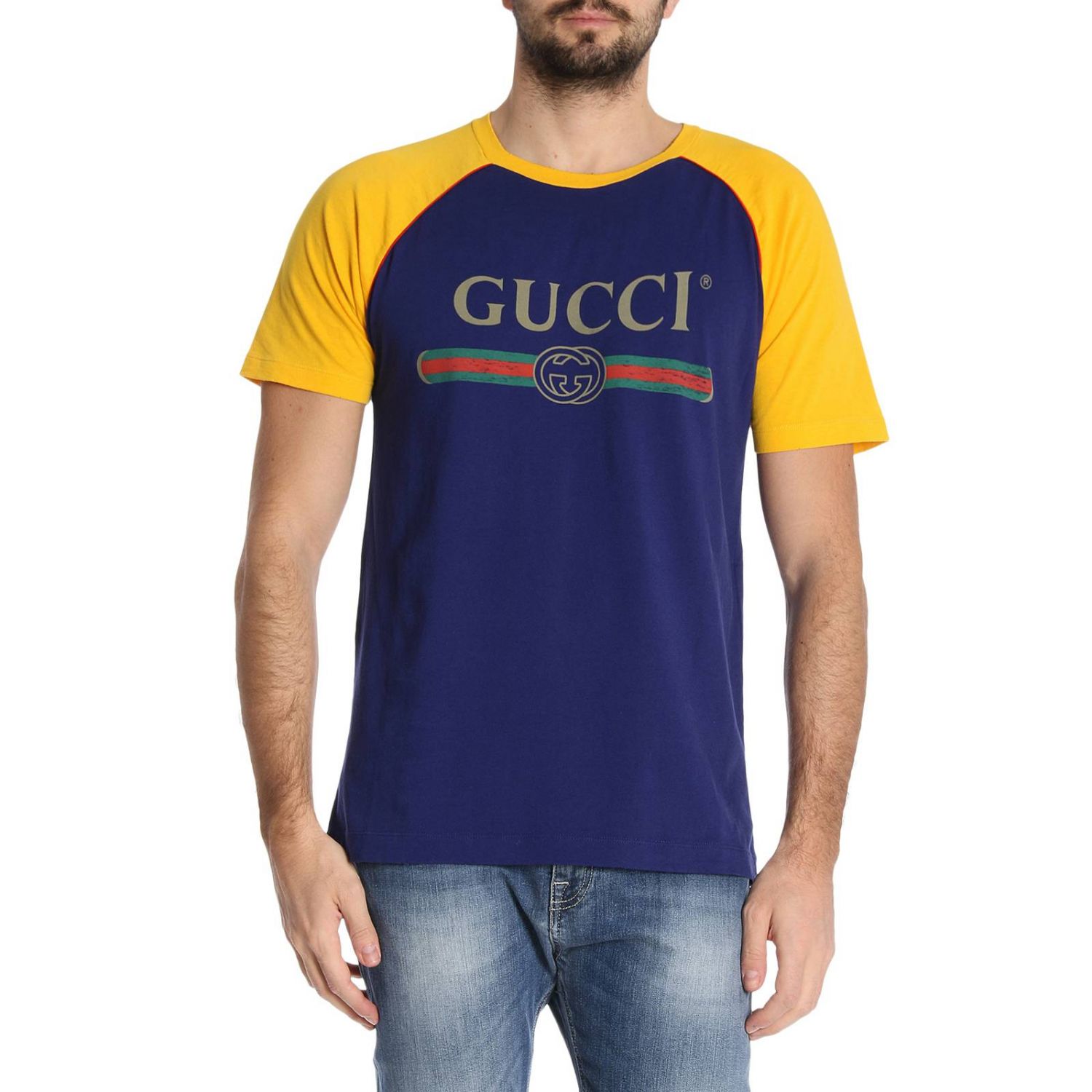 GUCCI: T-shirt men - Blue | T-Shirt Gucci 497062 X9I34 GIGLIO.COM