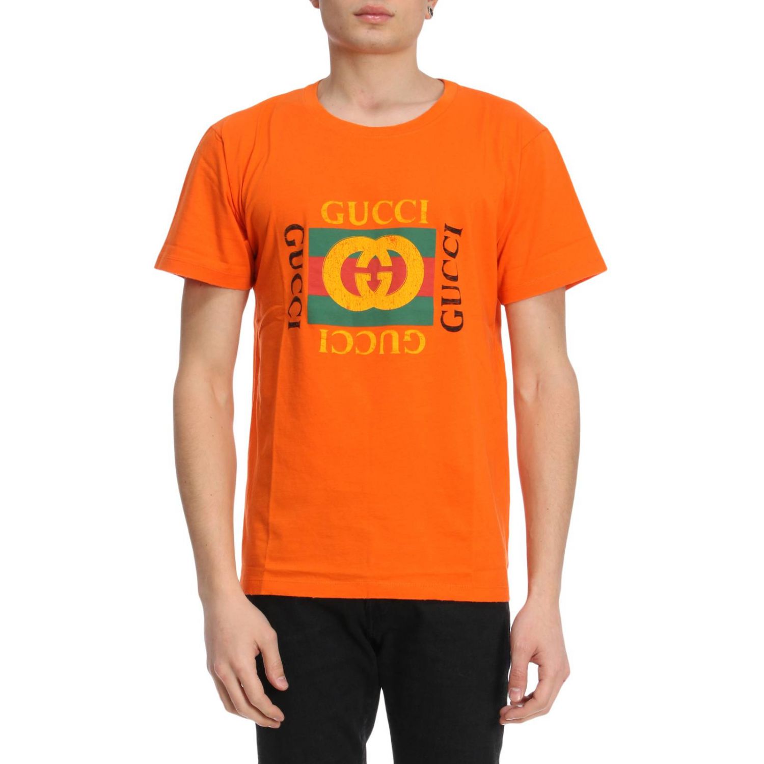 GUCCI: T-shirt men | T-Shirt Gucci Men Orange | T-Shirt Gucci 493117 ...