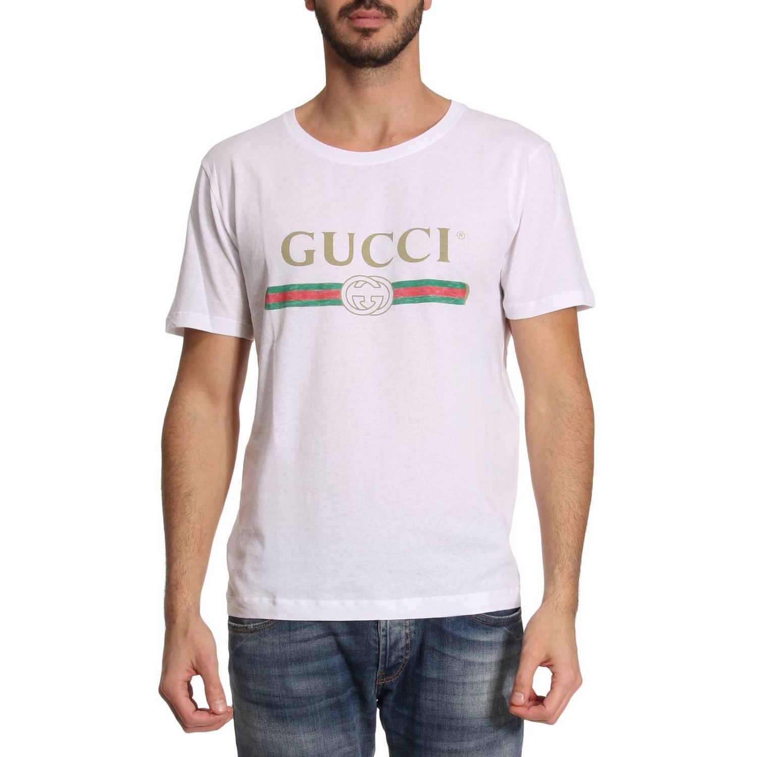 GUCCI: T-shirt men | T-Shirt Gucci Men White | T-Shirt Gucci 440103 ...