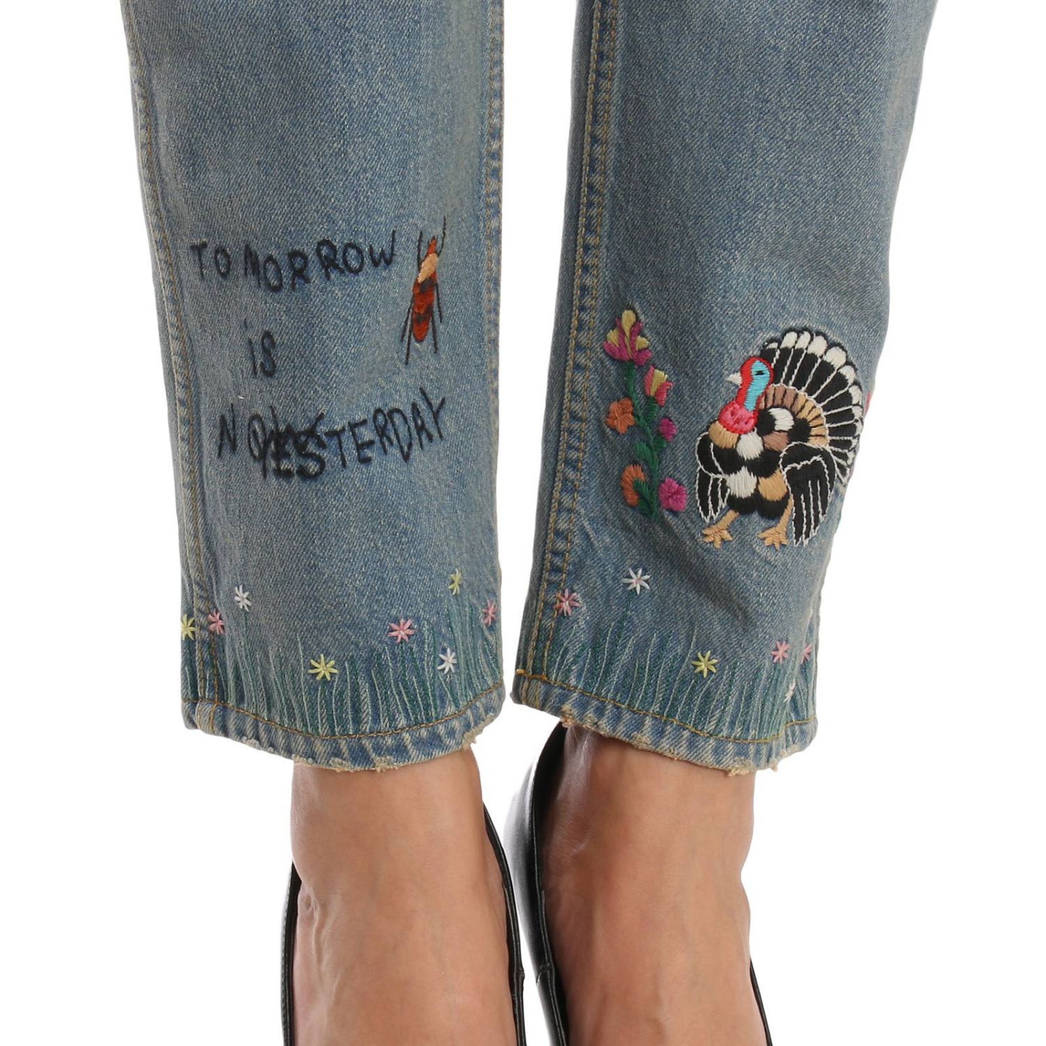 GUCCI: Jeans regular fit a vita alta con multi ricami - Denim | Jeans Gucci  408637 XR887 GIGLIO.COM
