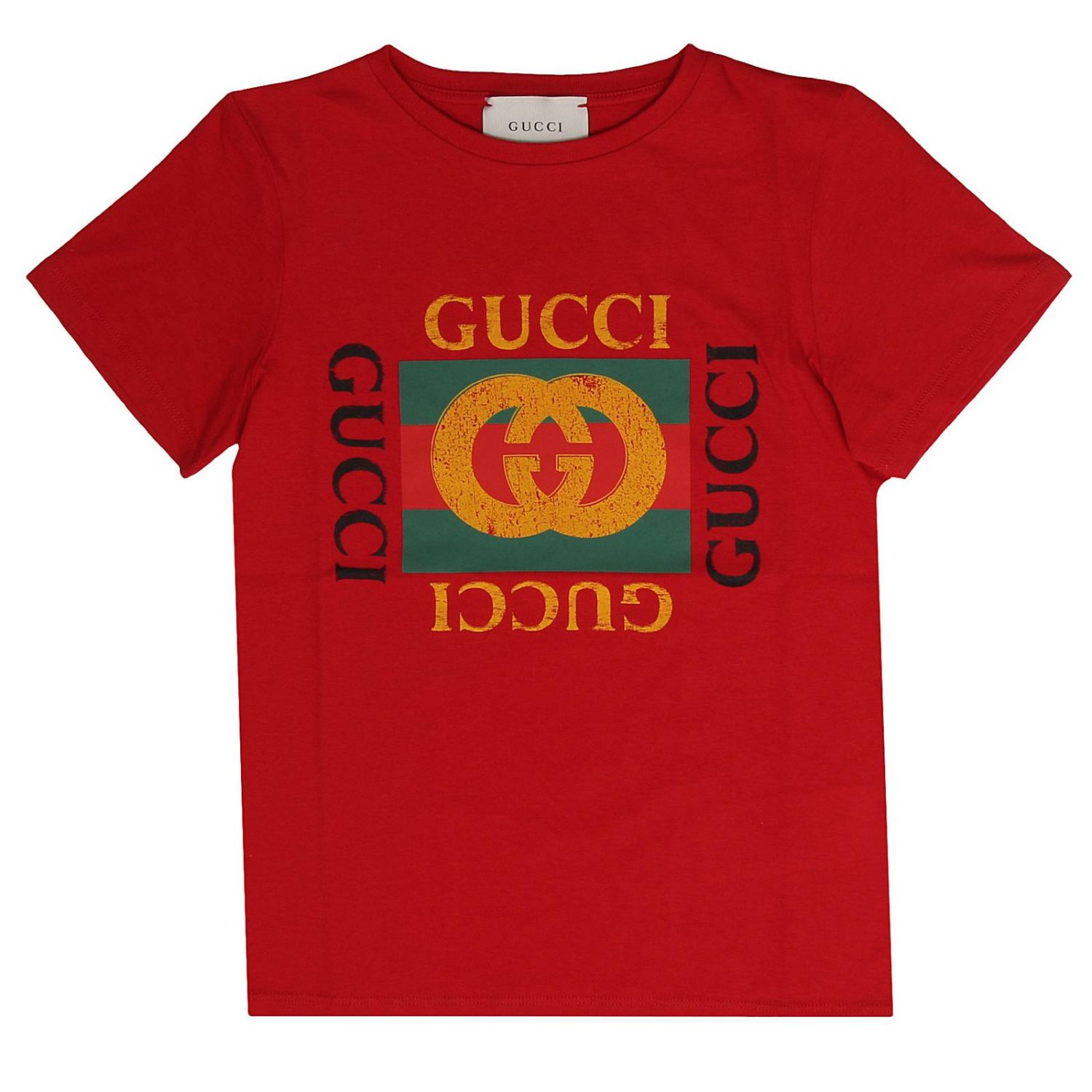 GUCCI Tshirt kinder TShirt Gucci Kinder Rot TShirt Gucci 475740 X3G17 Giglio DE