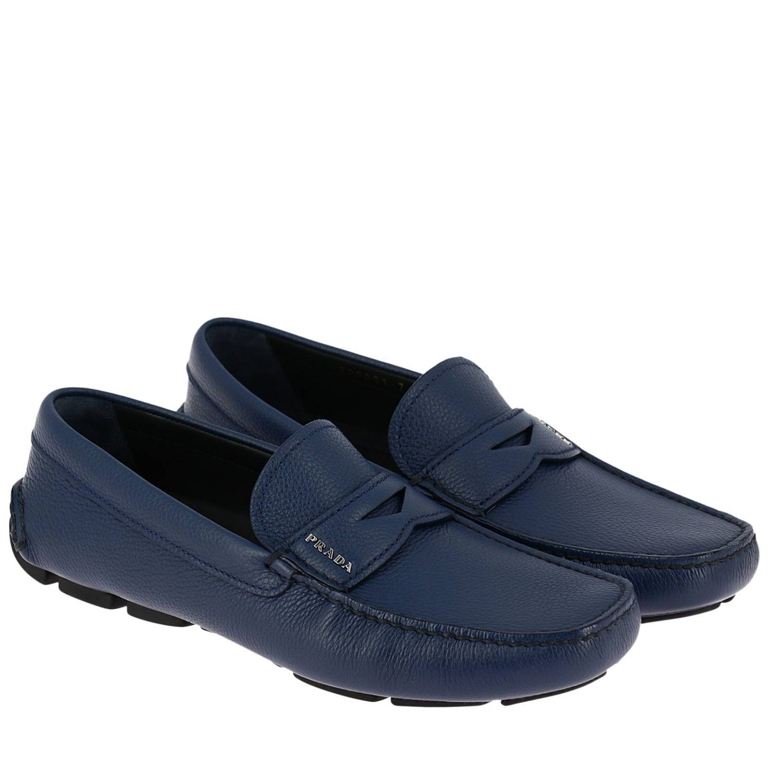 prada men's blue loafers