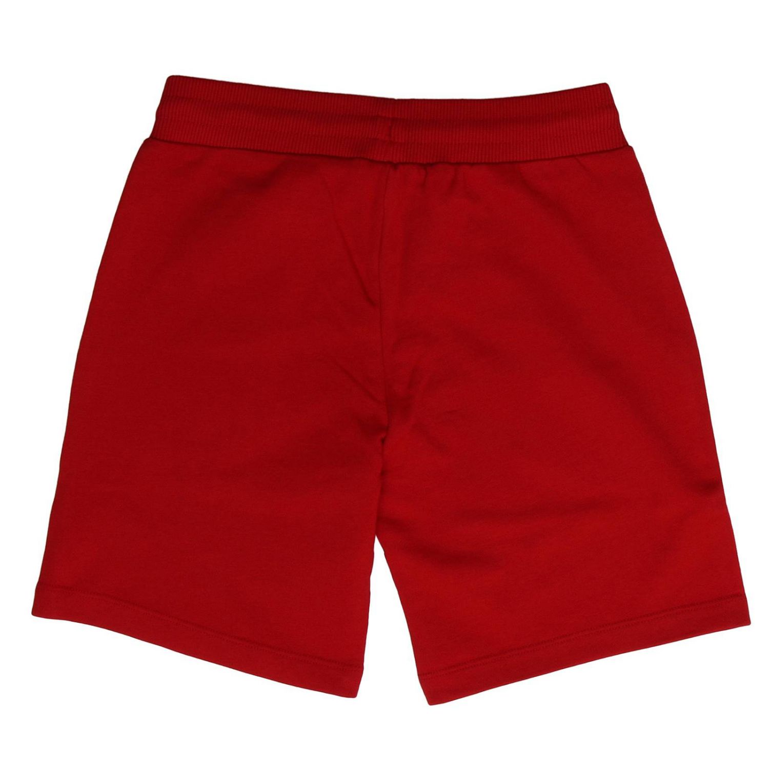 MONCLER: Bermuda in cotone con vita elastica e bande laterali a contrasto -  Rosso | Pantalone Moncler 87052 809AG GIGLIO.COM