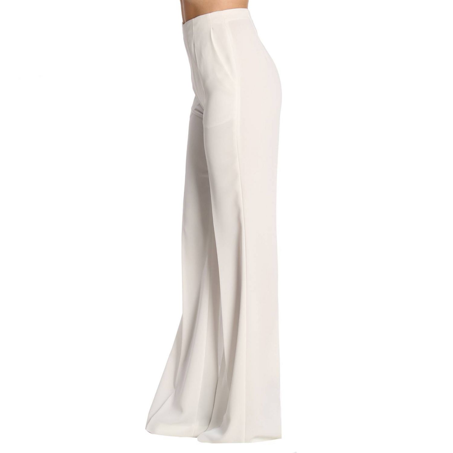 Versace Collection Outlet: Pantalone palazzo ampio in cady fluido a vita  alta - Bianco | Pantalone Versace Collection G35560 G601411 GIGLIO.COM