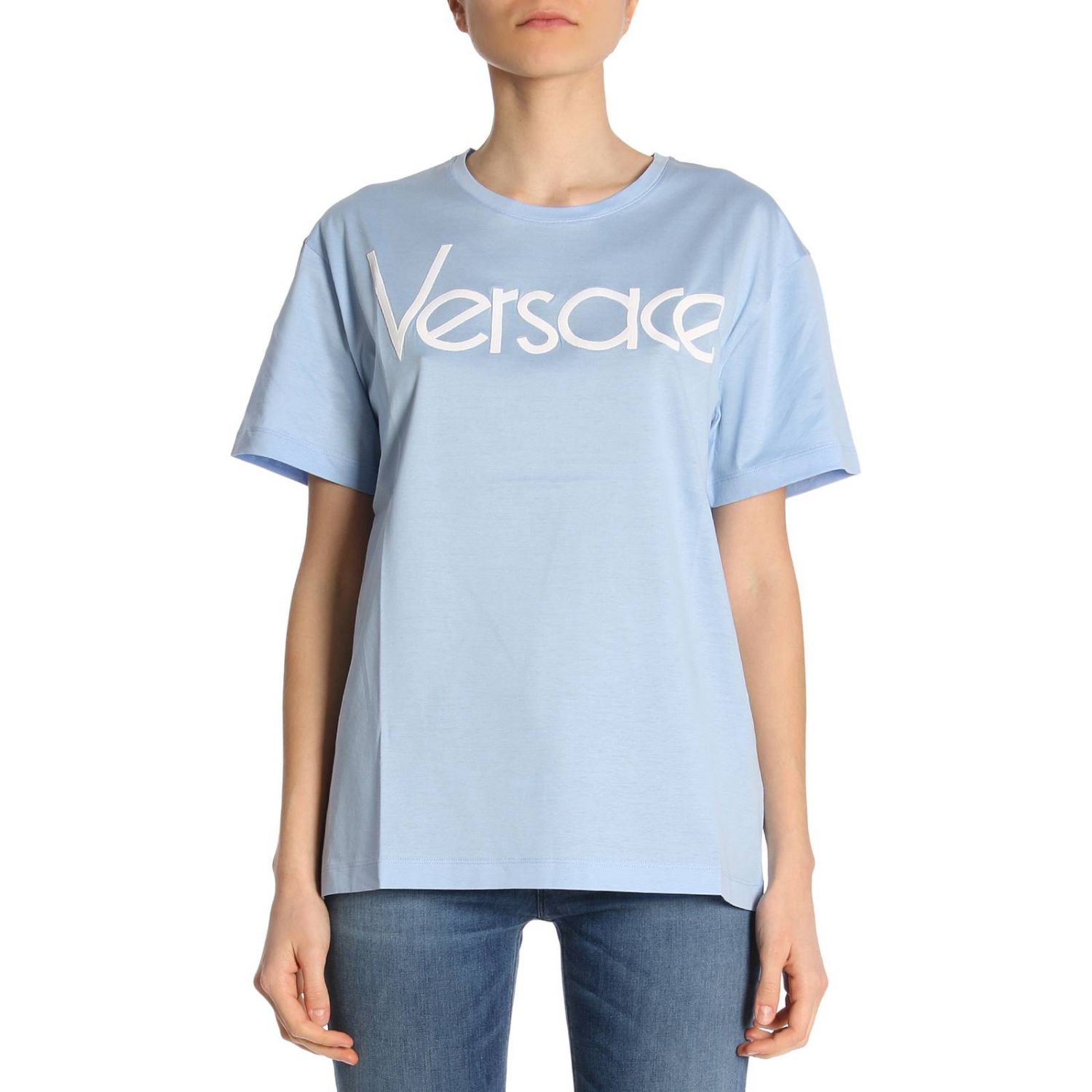 blue versace shirt women's