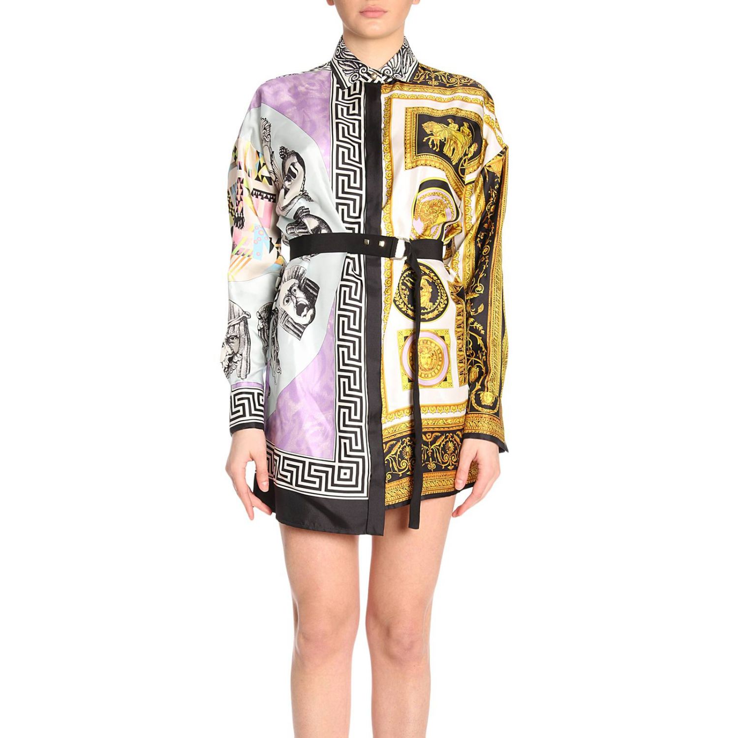 Versace Outlet: Camicia in seta con stampa balletto/cornici - Fantasia |  Abito Versace A78982 A225110 GIGLIO.COM