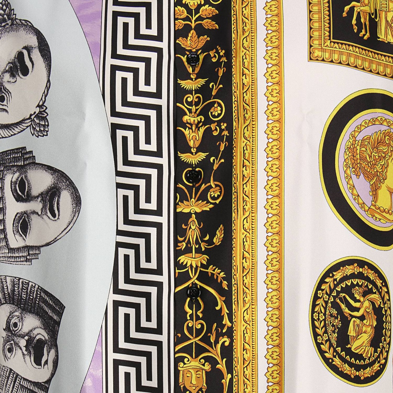 Versace Outlet: Camicia in seta con fantasia cornici e balletto - Fantasia  | Camicia Versace A79337 A225110 GIGLIO.COM