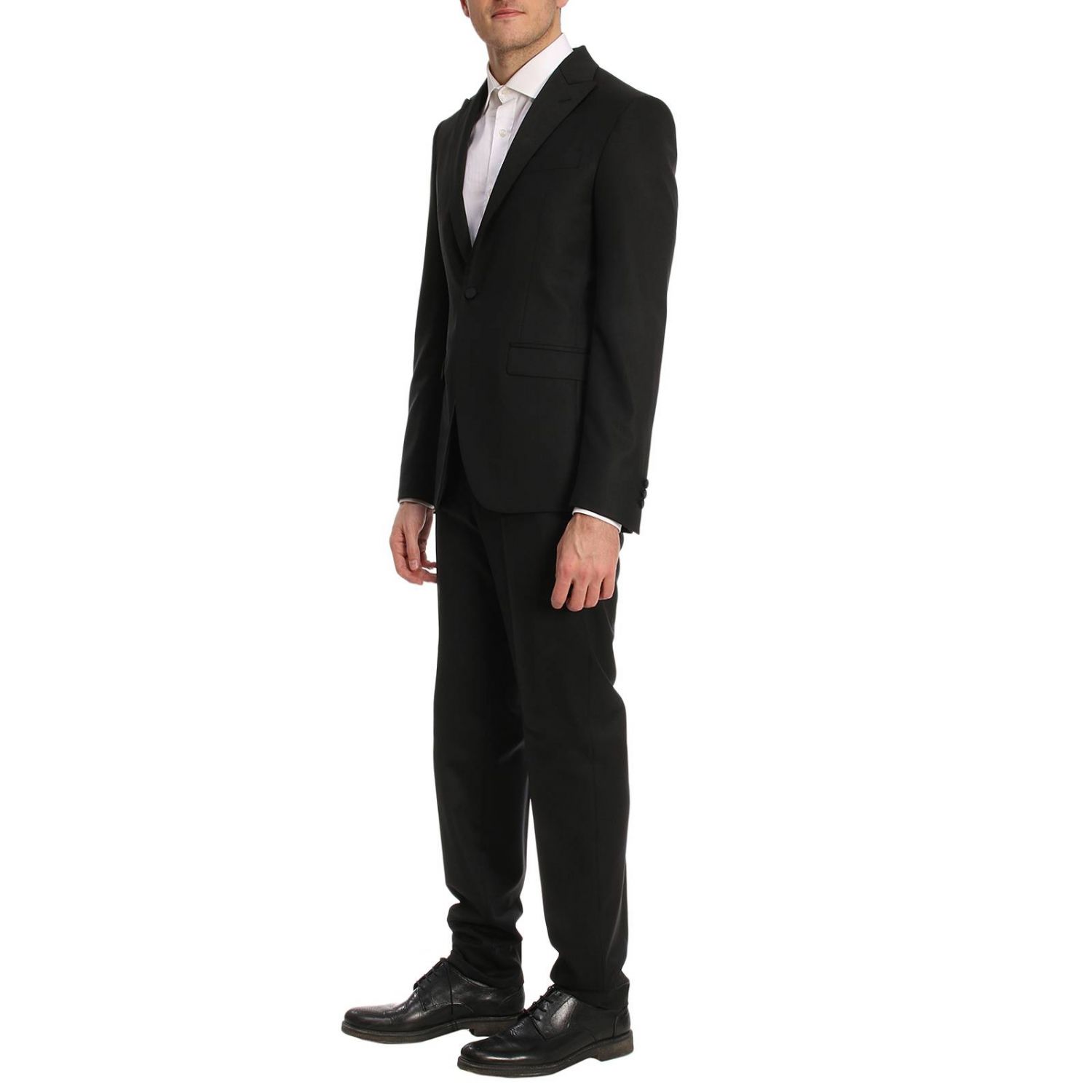 Versace Collection Outlet: Abito New fashion line da smoking monopetto a un  bottone drop 7 in lana con fondo 17 - Nero | Abito Versace Collection  V100108 VT00057 GIGLIO.COM