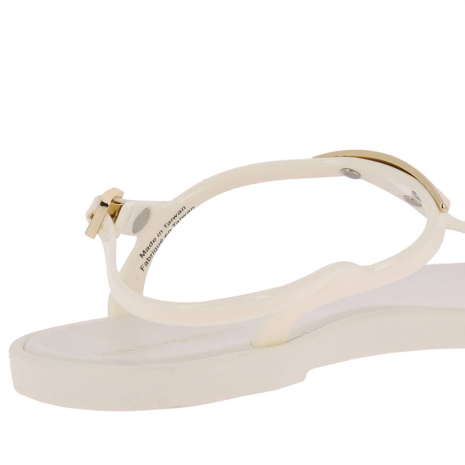 Emporio Armani Outlet: Sandalo a infradito in gomma con logo - Bianco |  Sandali Bassi Emporio Armani X3Q056 XD133 GIGLIO.COM
