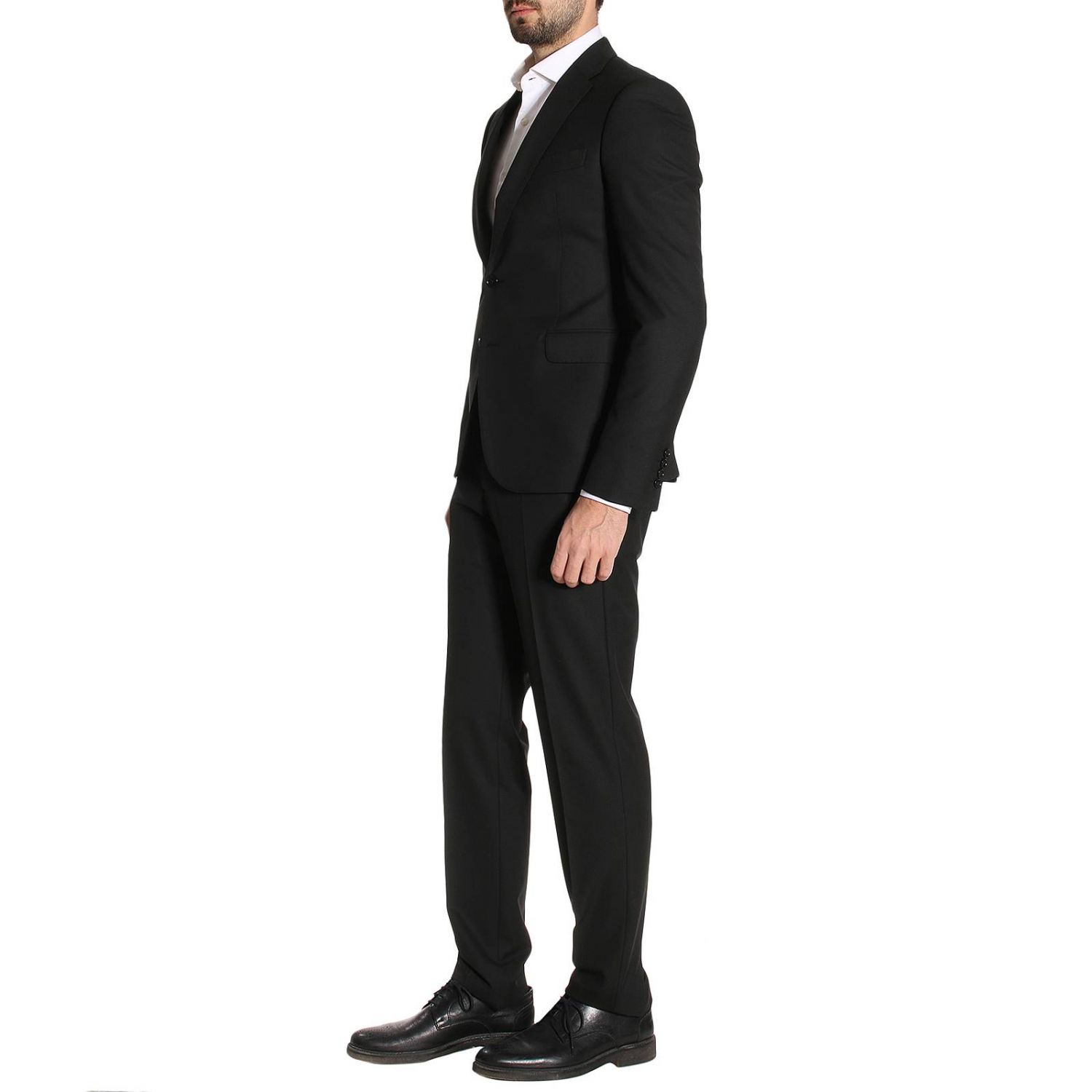 Emporio Armani Outlet: Abito M Line drop 8 monopetto a due bottoni in lana  stretch 310gr pantalone fondo 18 - Nero | Abito Emporio Armani W1VMML W1522  GIGLIO.COM