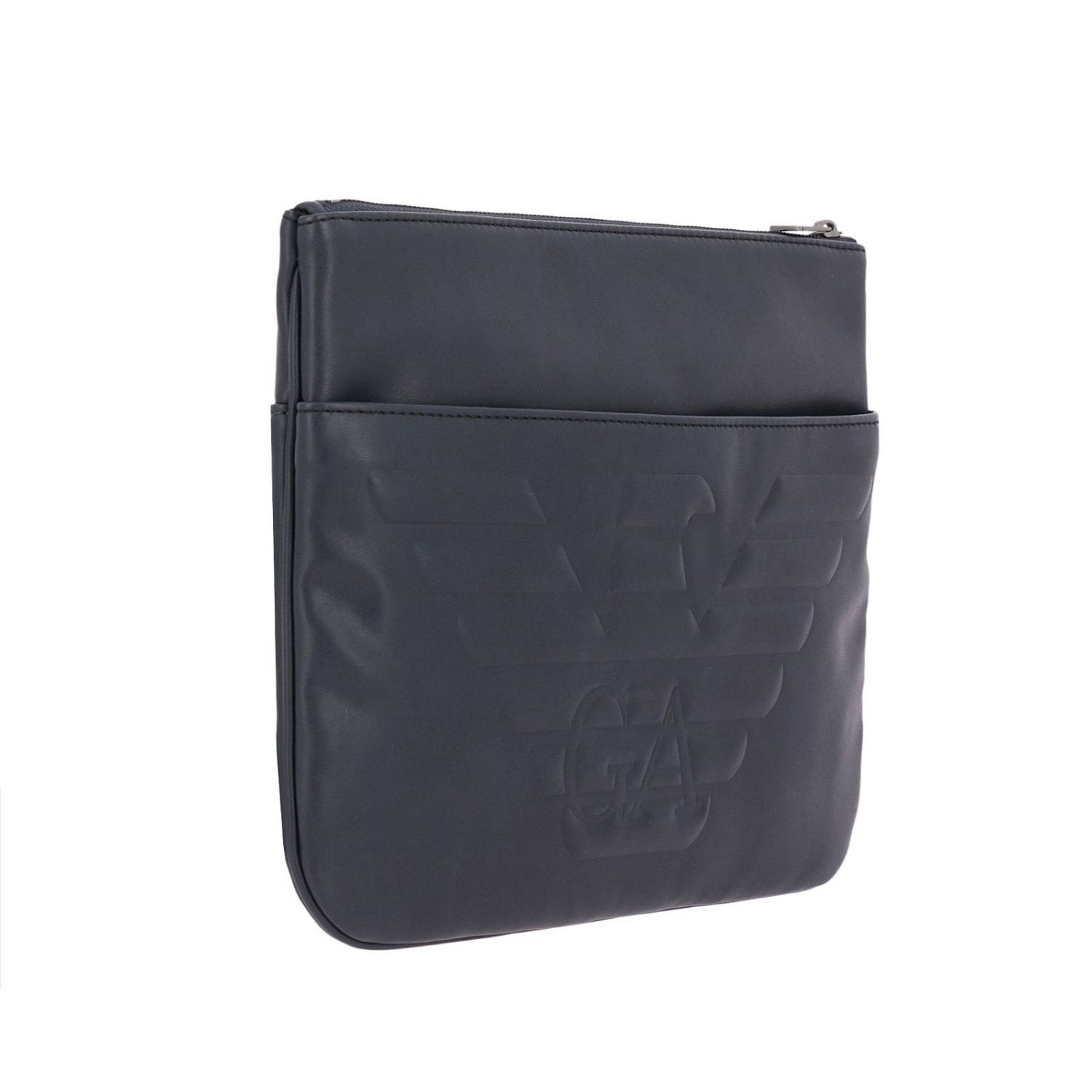 Emporio Armani Outlet: Borsello Messenger in pelle sintetica con maxi logo  in rilievo - Blue | Borsa Emporio Armani Y4M181 YG90J GIGLIO.COM