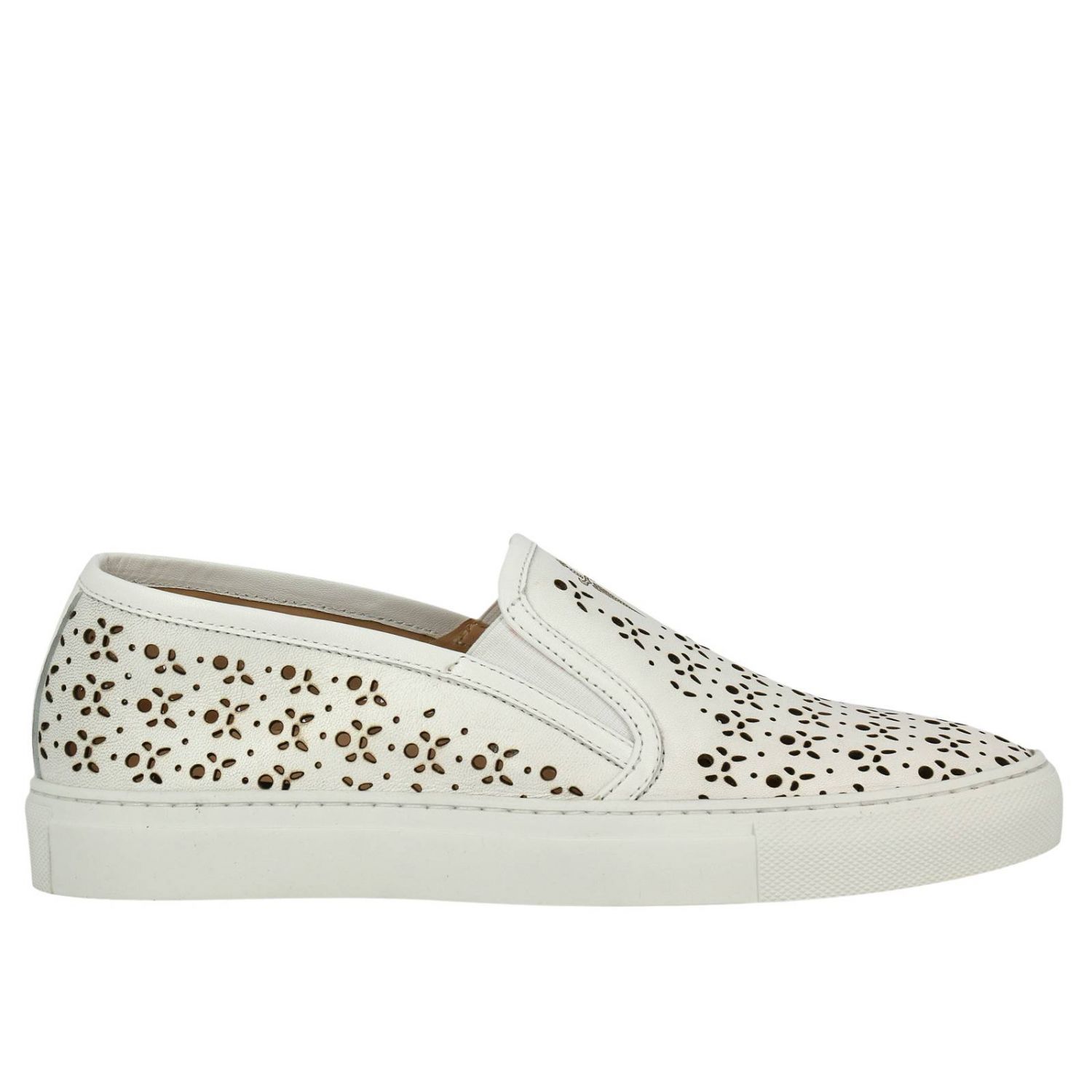 Paciotti 4Us Outlet: Sneakers slip on in pelle traforata con logo stampato  e suola in gomma - Bianco | Sneakers Paciotti 4Us RRKD13FNA GIGLIO.COM
