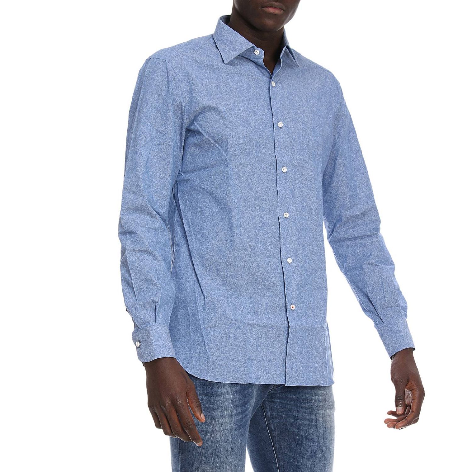 Isaia Outlet: Shirt men - Denim | Shirt Isaia MO10TC C5637 GIGLIO.COM