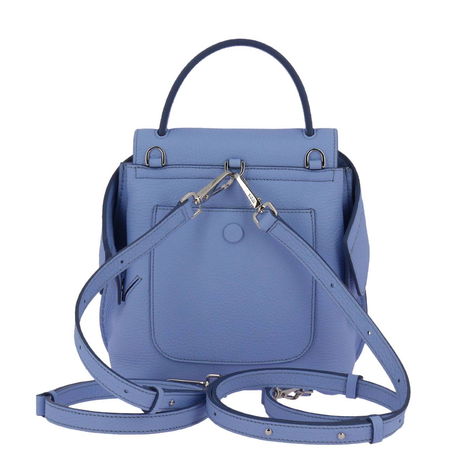 TOD'S: Zaino Wave mini Gommini in pelle martellata con tracolla removibile  - Azzurro | Zaino Tod's XBWAMRGD101 MCA GIGLIO.COM