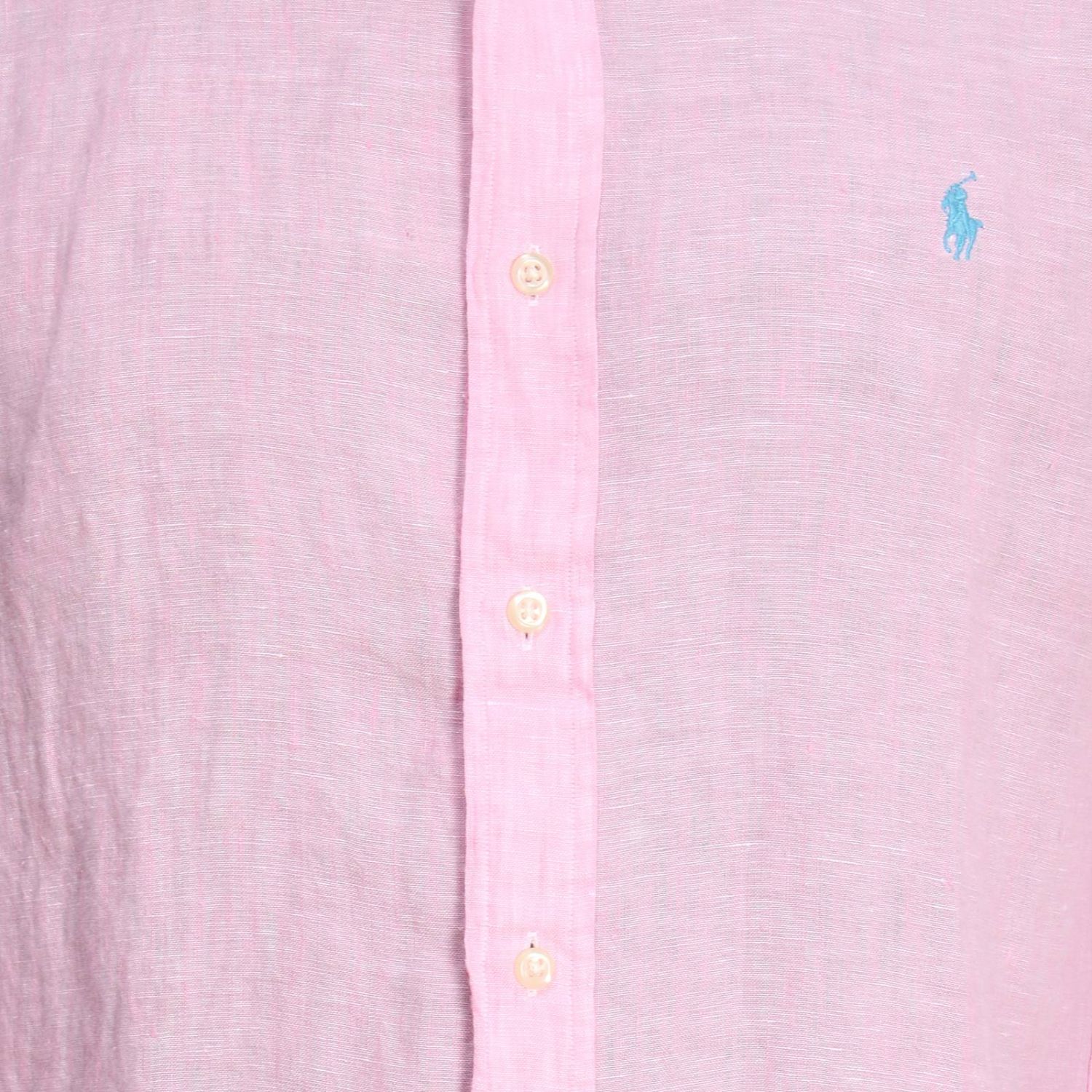 Polo Ralph Lauren Outlet: Camicia slim fit in lino con collo francese - Rosa  | Camicia Polo Ralph Lauren 710695930 GIGLIO.COM