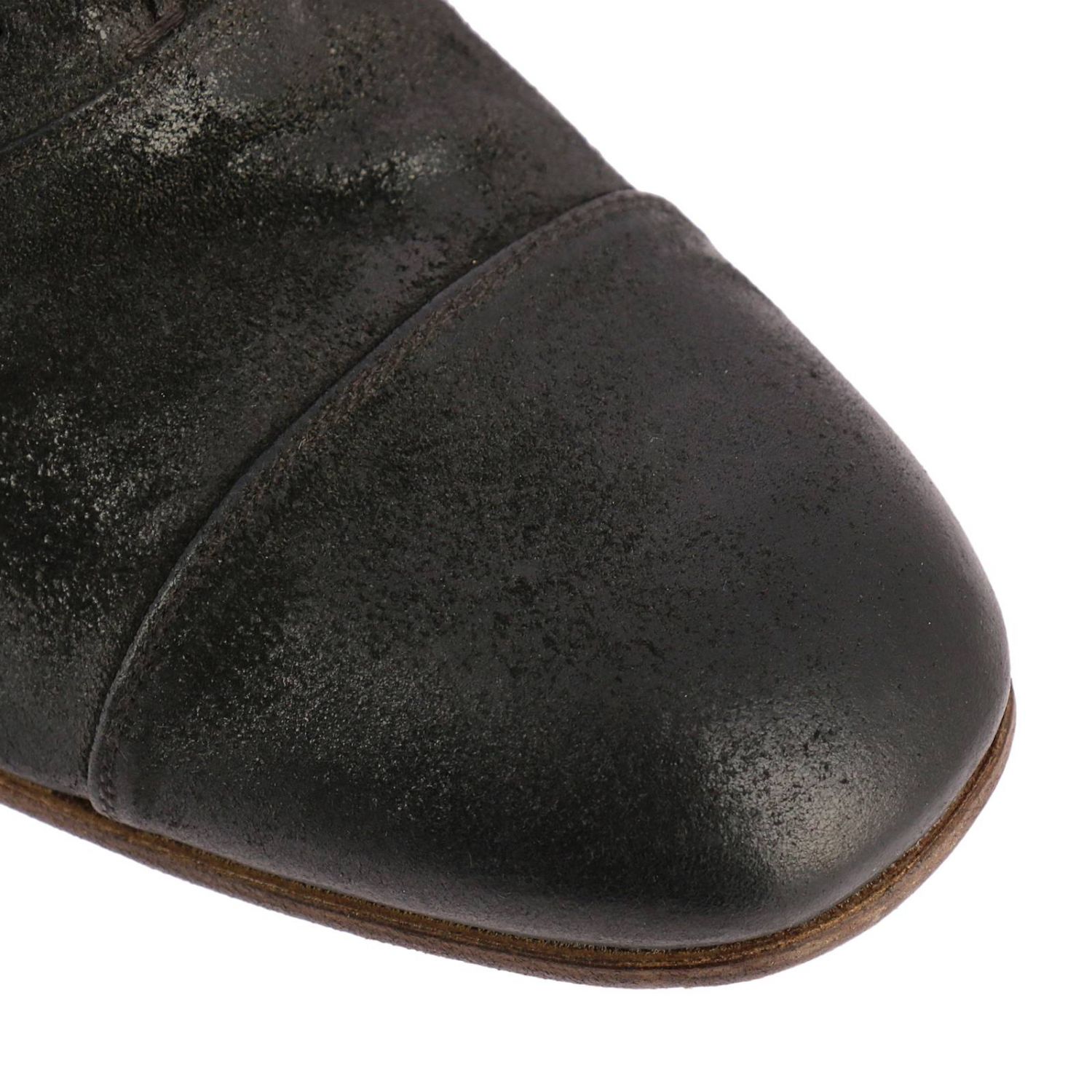 Premiata Outlet: Fracesina in crosta invecchiata con suola in cuoio - Nero  | Scarpe Stringate Premiata PREMIATA 375 GRUNGE GIGLIO.COM