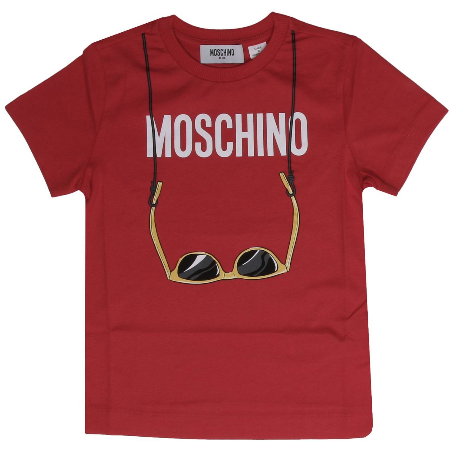 red and black moschino shirt