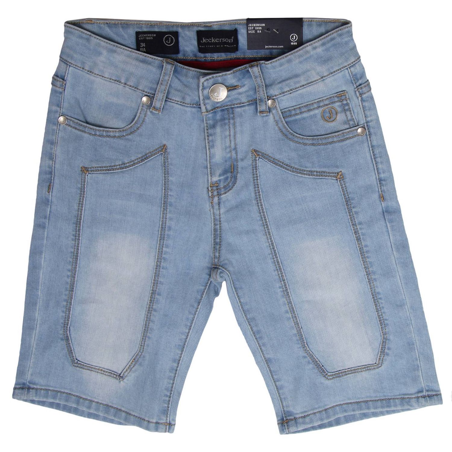 Jeckerson Outlet: Bermuda J127 in cotone stretch used slim con maxi toppe |  Jeans Jeckerson Bambino Sstw | Jeans Jeckerson J127 GIGLIO.COM