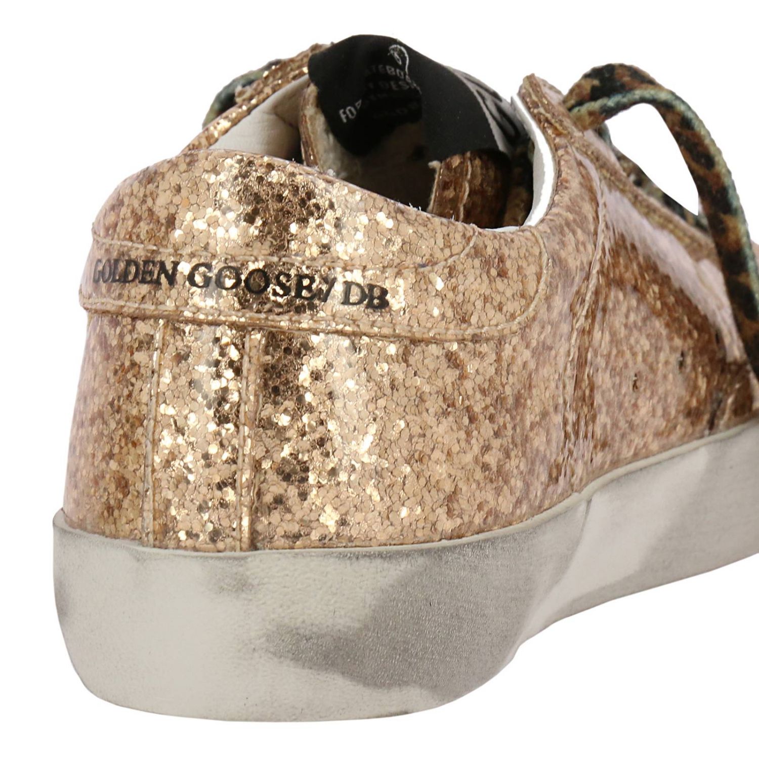 GOLDEN GOOSE Sneakers Superstar glitter con maxi patch stella in pelle