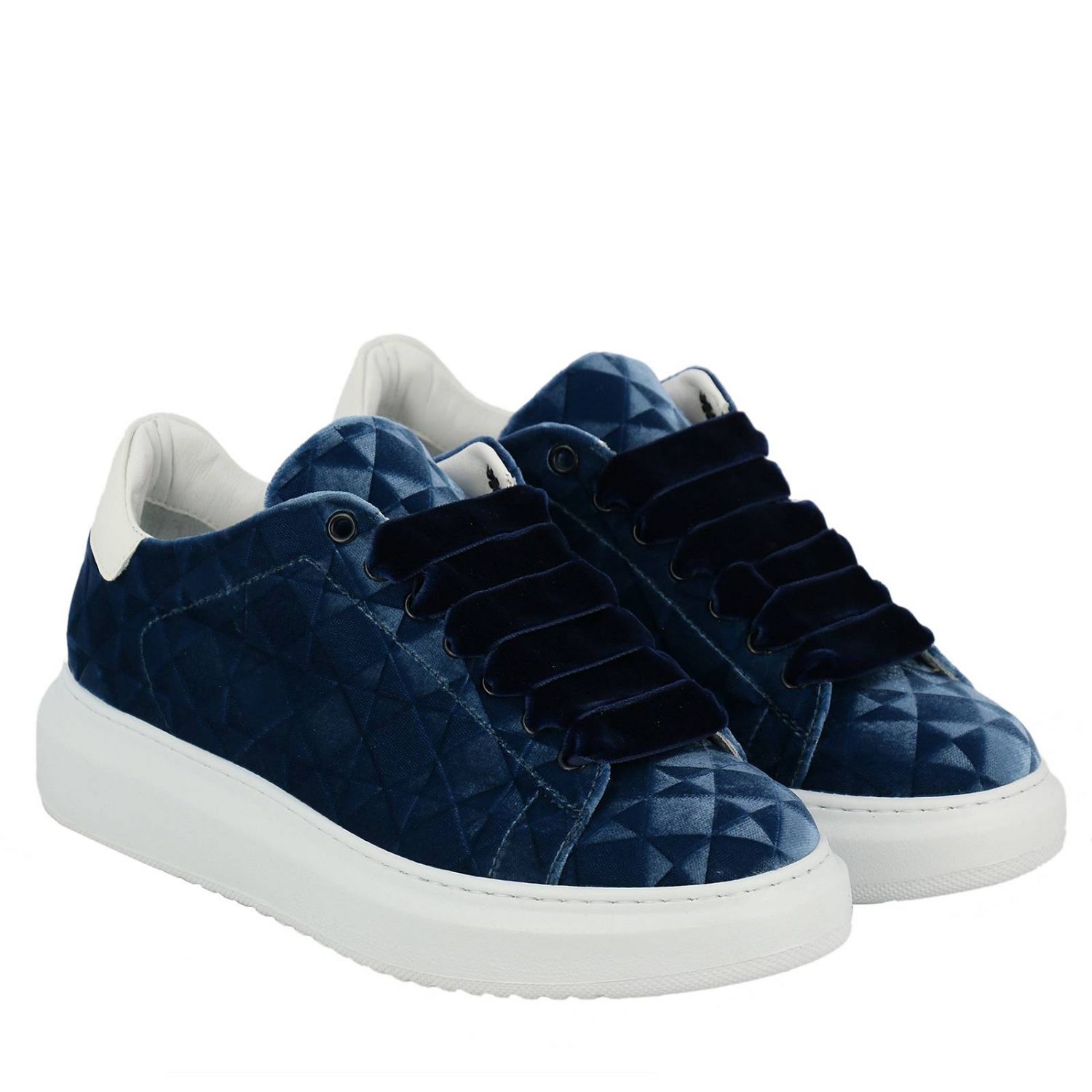 Steves Outlet: Sneakers Viktoria in velluto diamantato con lacci a  contrasto - Blue | Sneakers Steves VIKTORIA GEO GIGLIO.COM