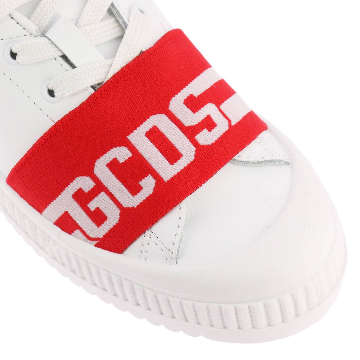 Gcds Outlet: Sneakers stringata con fascia stretch e logo - Rosso |  Sneakers Gcds SS1811004 GIGLIO.COM